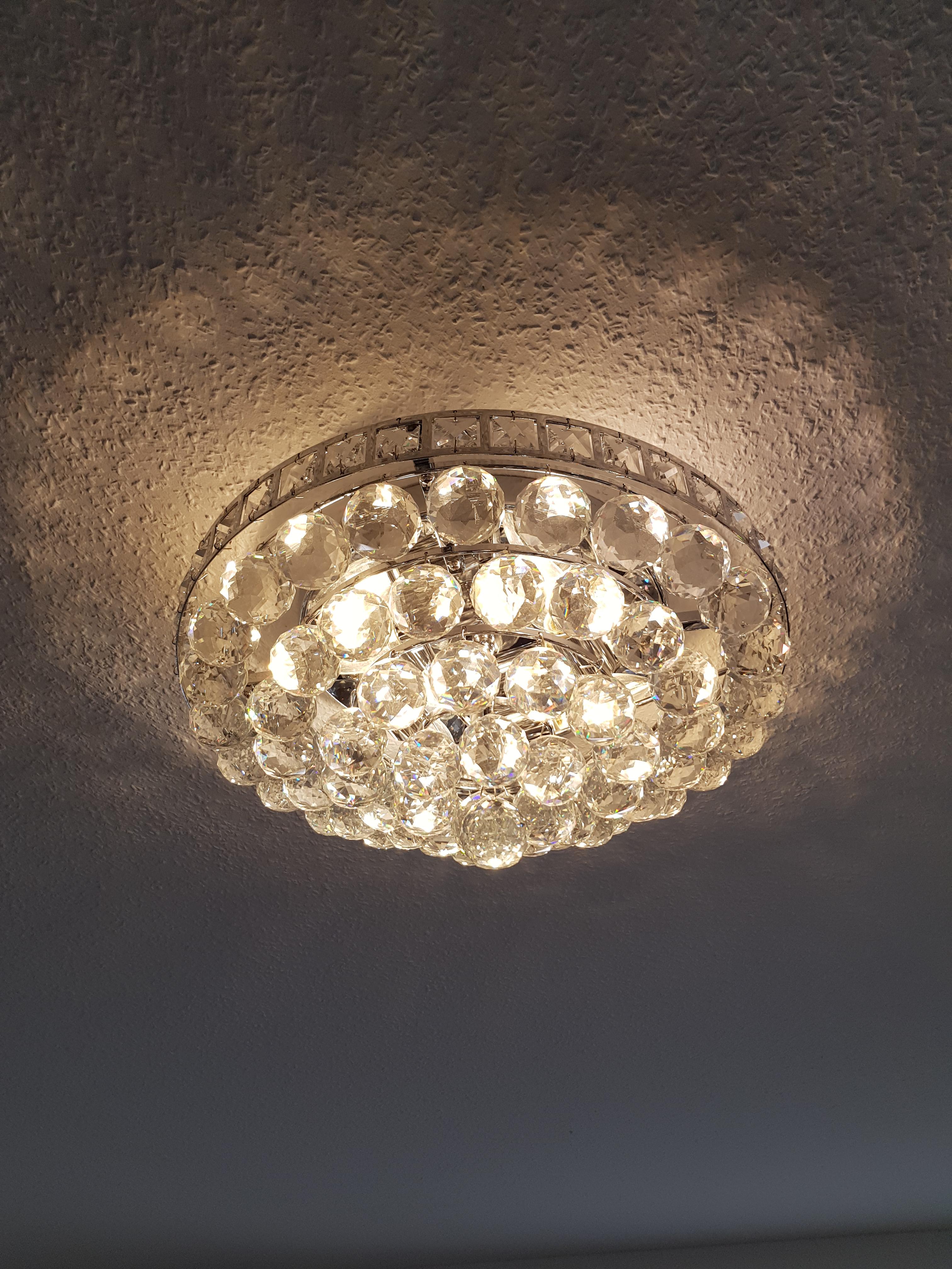 RH RUIVAST Flush Mount Ceiling Light Crystal Chandeliers Lighting 3 Light Fixtur 