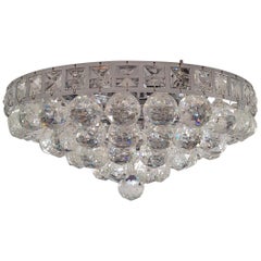 Lustre Art Déco moderne chromé en cristal, lampe à plafonnier plat encastrée neutre
