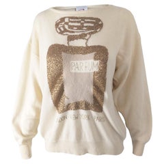 Mondi Vintage 80s Cream and Gold Wool & Cotton Knit Oversized Sweater, 1980s