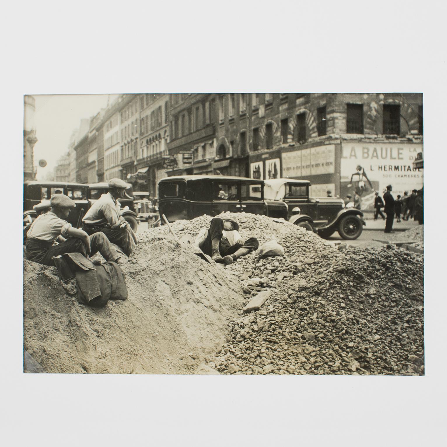 Paris, Construction Site in a Street, Silver Gelatin Black and White Photography For Sale 1