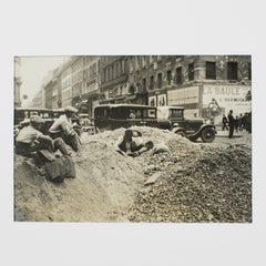 Parigi, cantiere stradale, fotografia in bianco e nero alla gelatina d'argento 1930