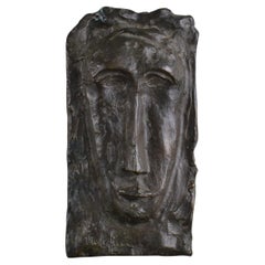 Vintage Mondigiani Style Bronze Relief of Face