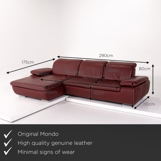 Mondo Clair Leather Corner Sofa Burgundy Red Couch For Sale At 1stdibs