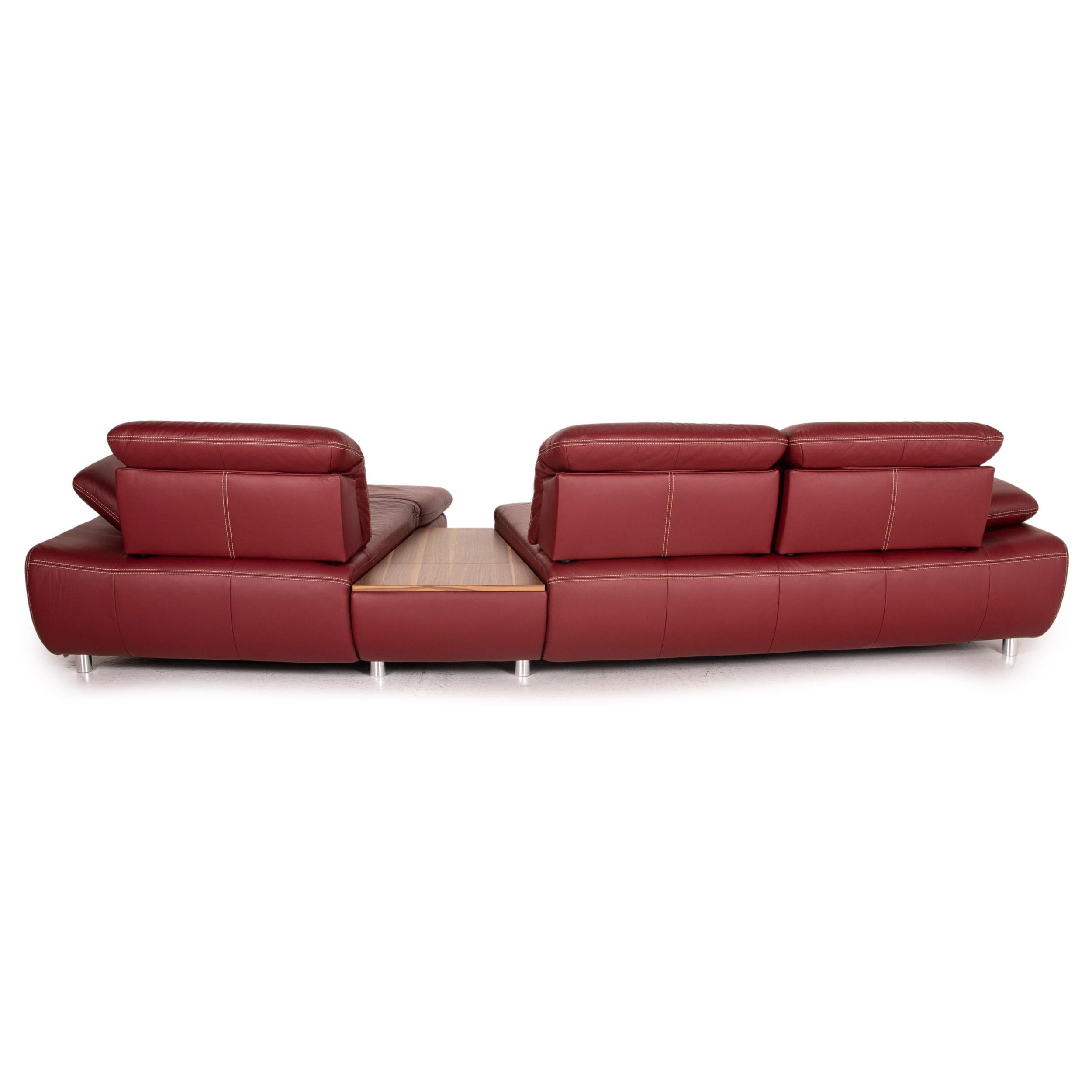 Mondo Clair Leather Corner Sofa Red Function Couch For Sale 5