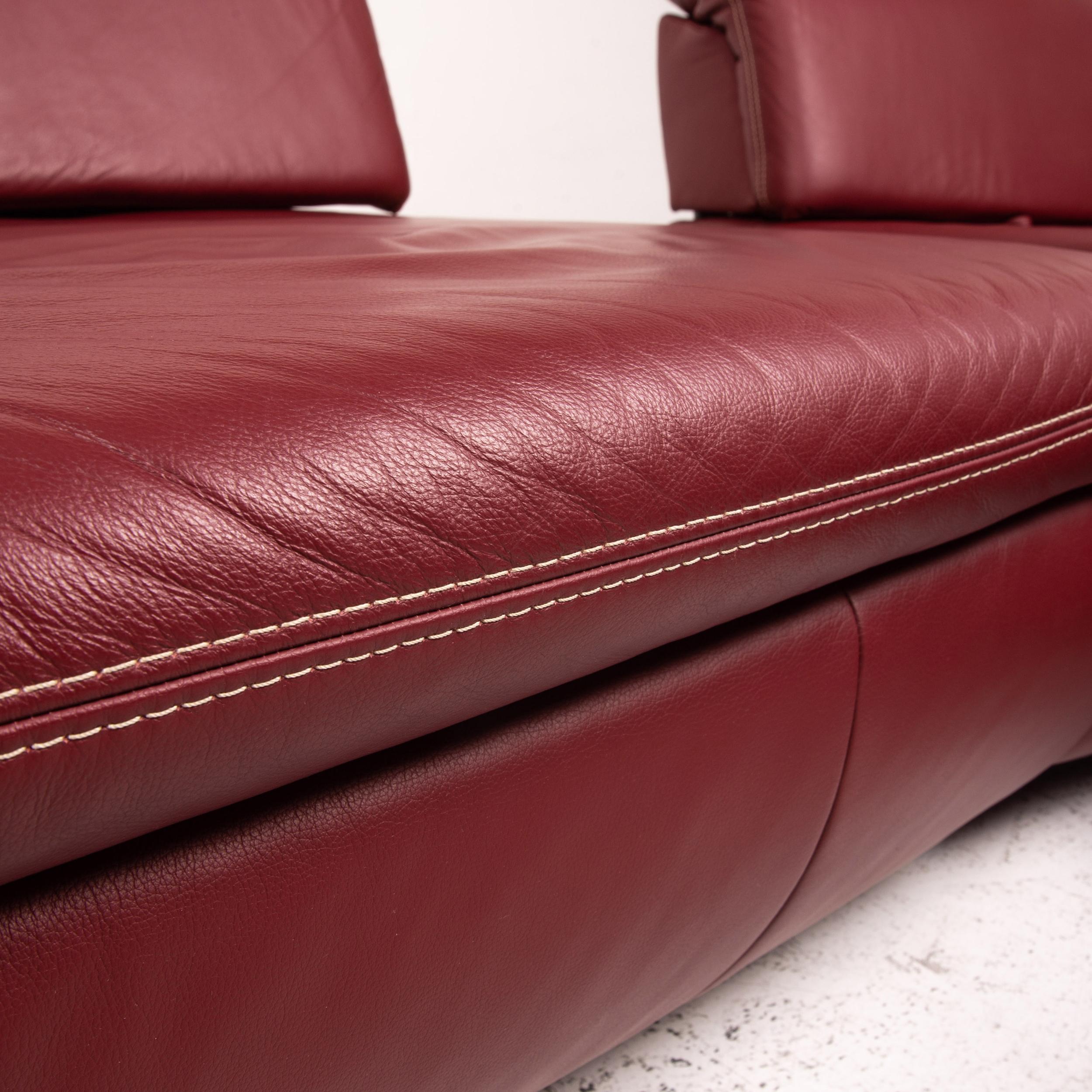 red leather corner sofa