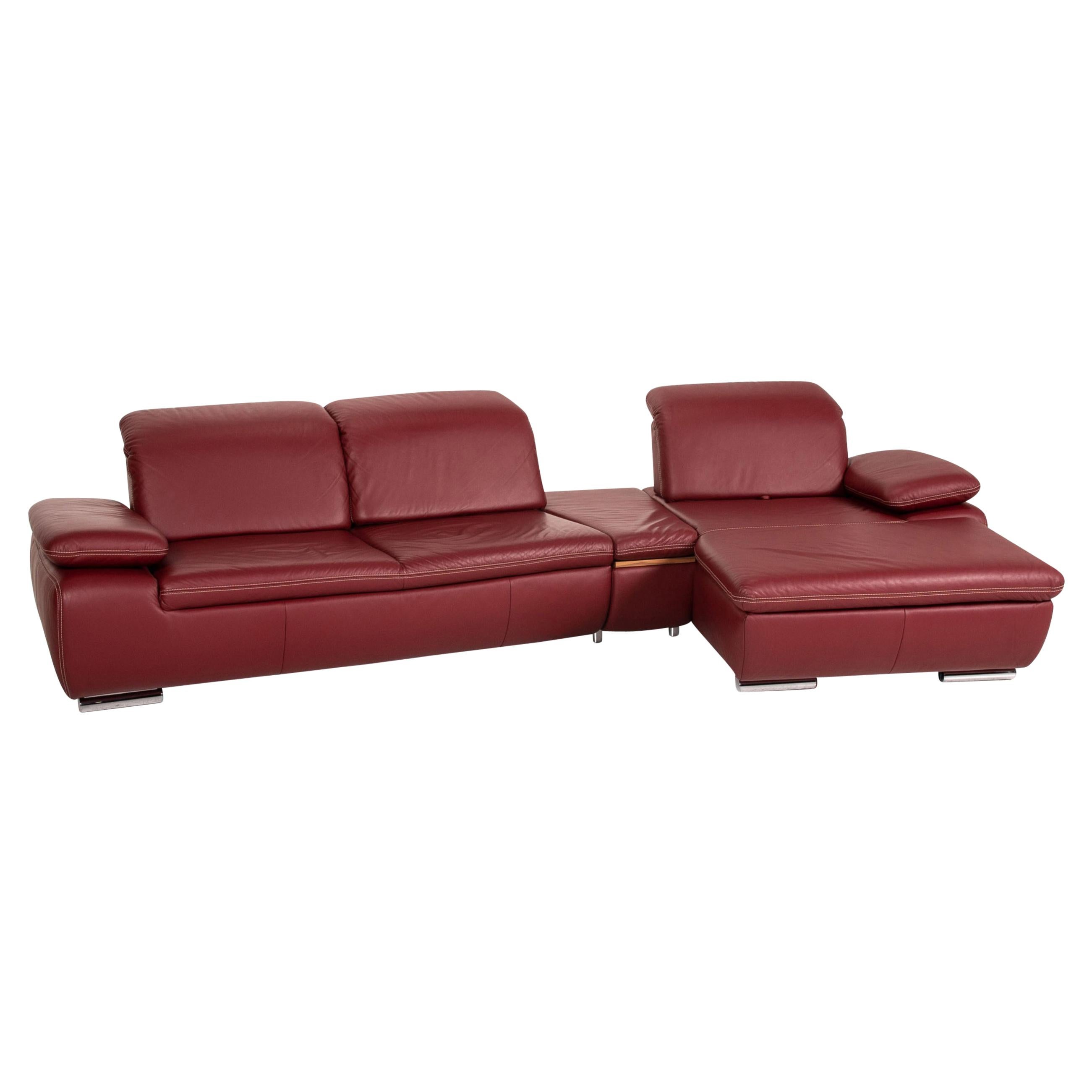 Mondo Clair Leather Corner Sofa Red Function Couch For Sale