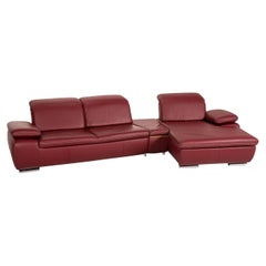 Mondo Clair Leather Corner Sofa Red Function Couch