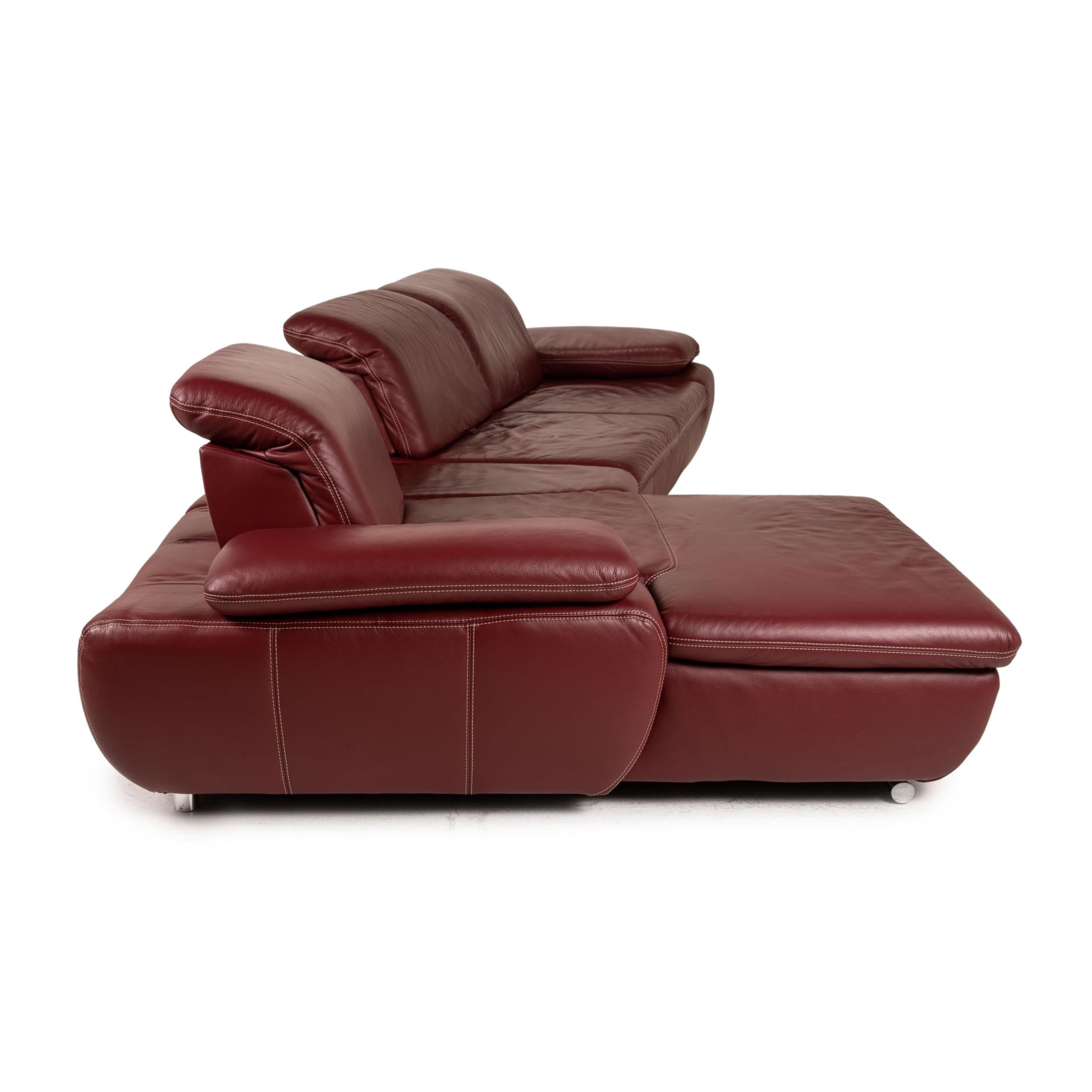 Mondo Clair Leather Soda Red Corner Sofa Couch Function For Sale 1