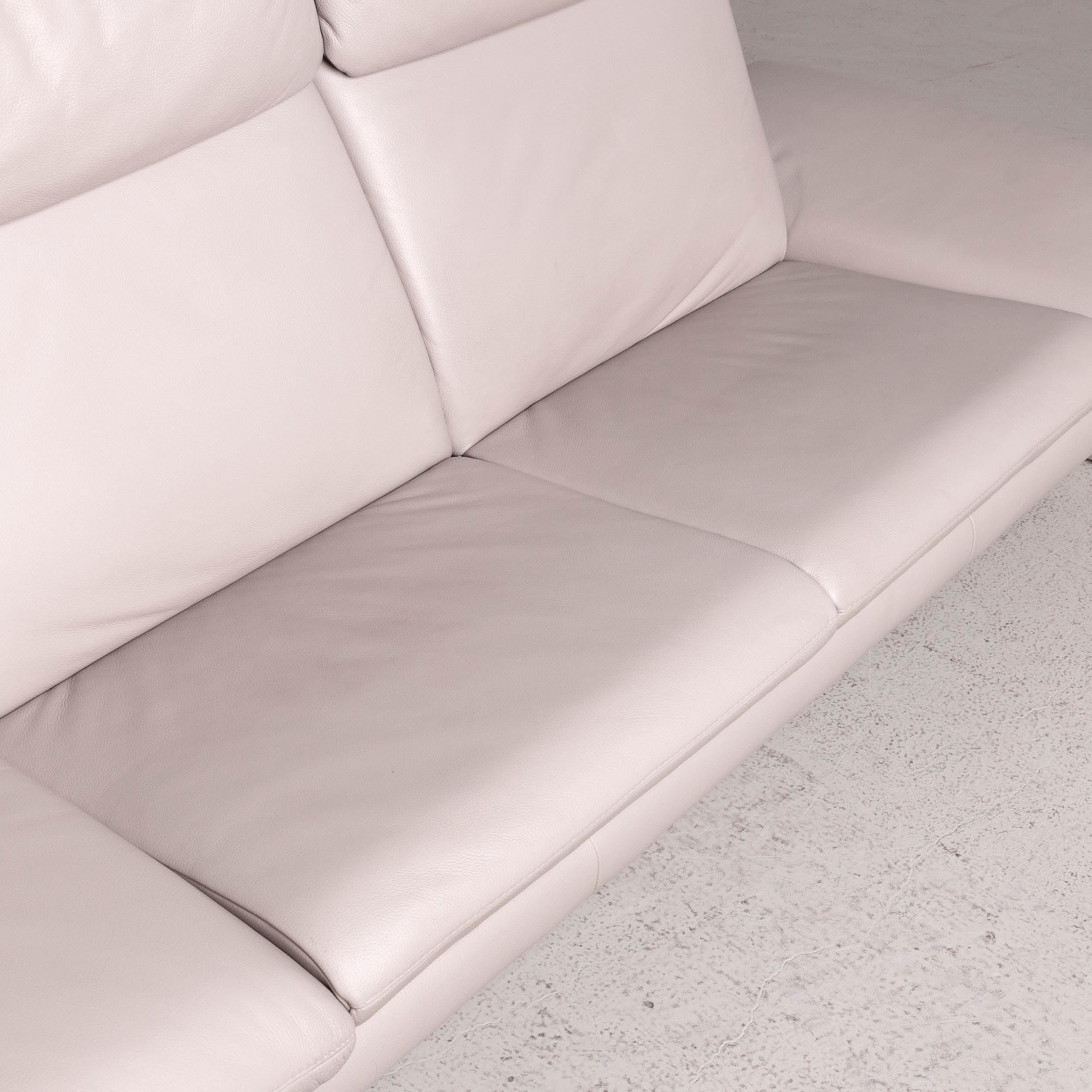 European Mondo Designer Leather Sofa Gray Genuine Leather Three-Seat Couch For Sale