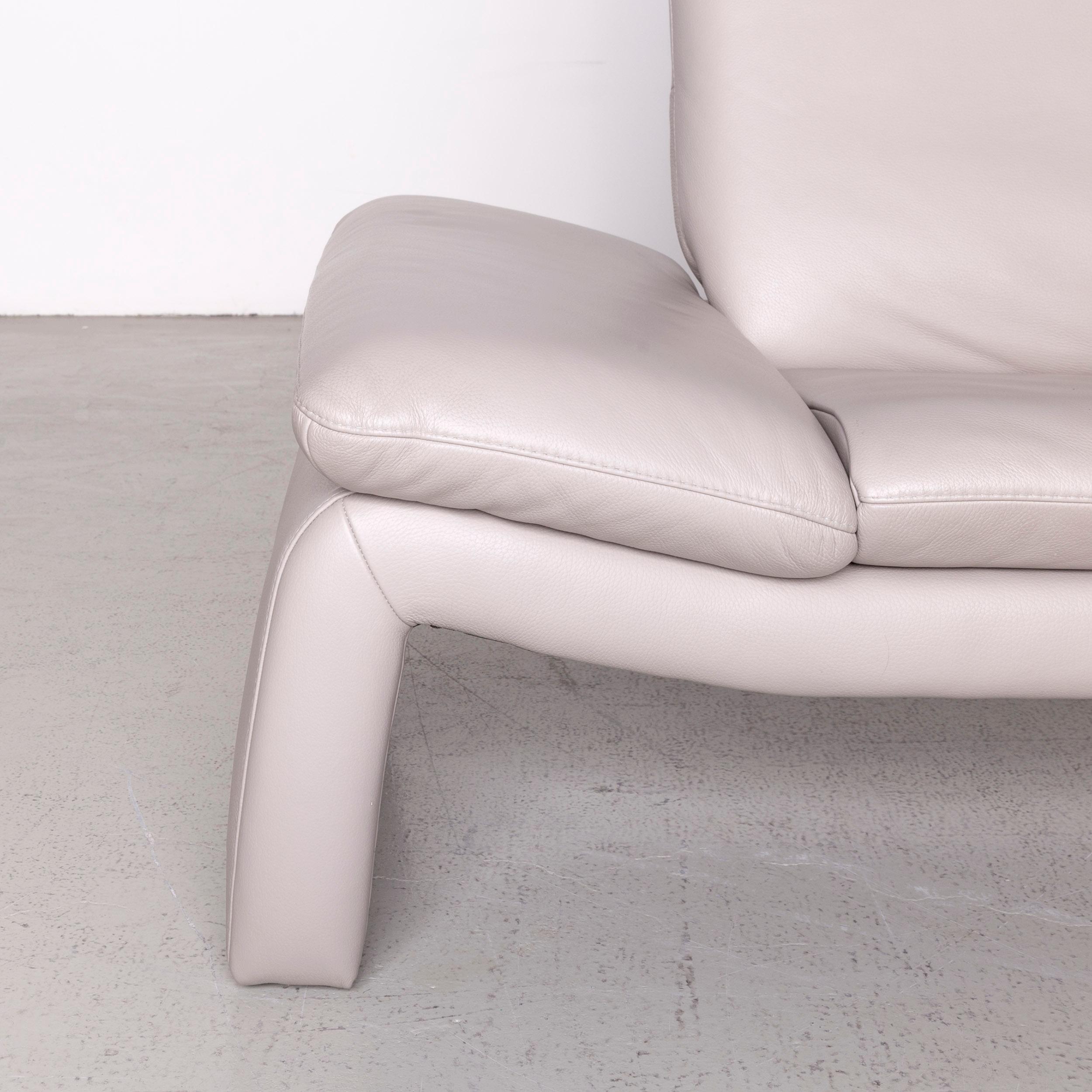 Mondo Designer Leather Sofa Gray Genuine Leather Three-Seat Couch In Excellent Condition For Sale In Cologne, DE