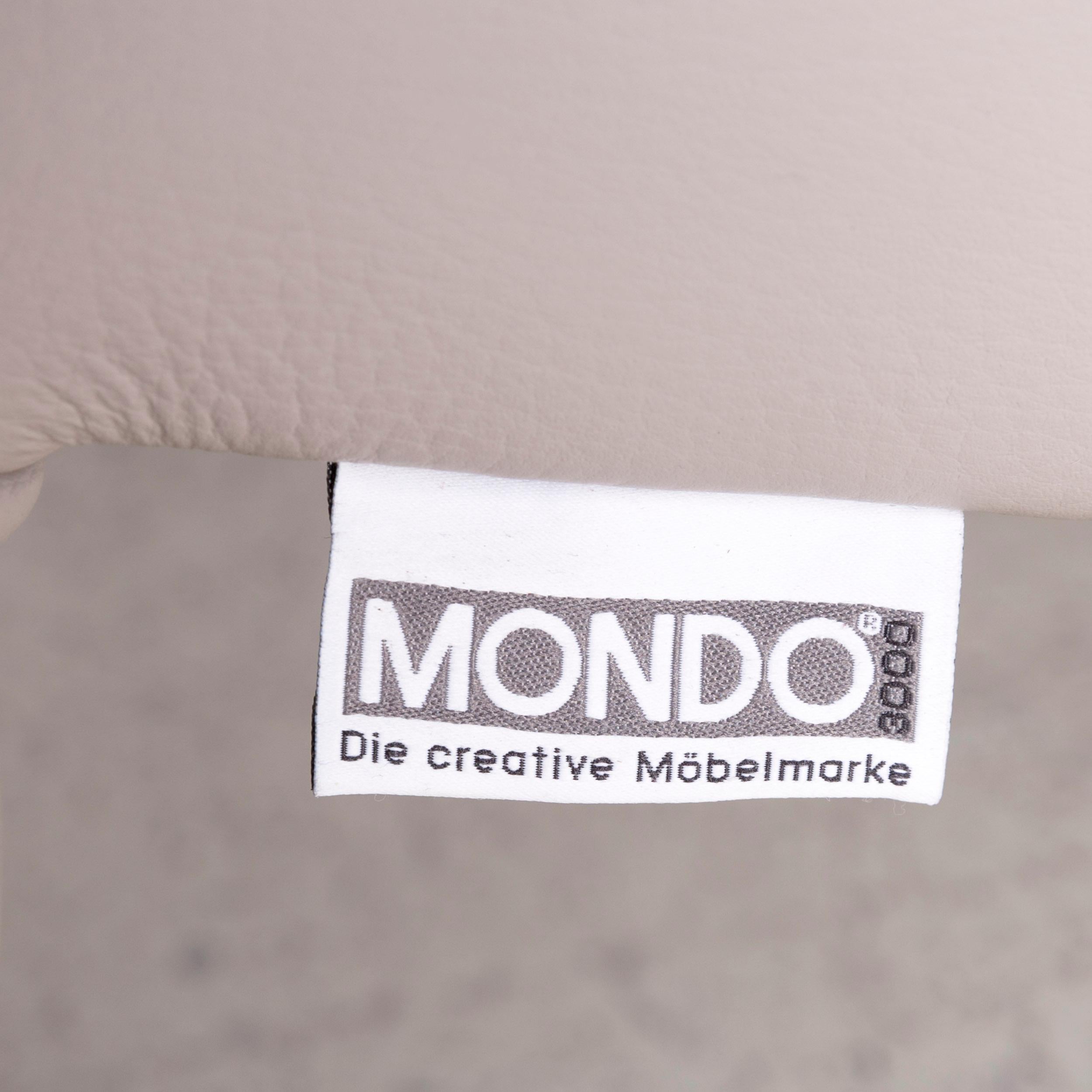 Contemporary Mondo Designer Leather Sofa Gray Genuine Leather Three-Seat Couch For Sale