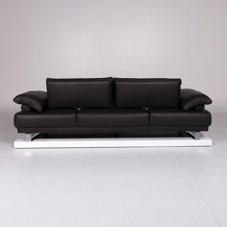 Mondo Designer Leder Sofa Garnitur Anthrazit Dreisitzer Hocker For Sale at  1stDibs