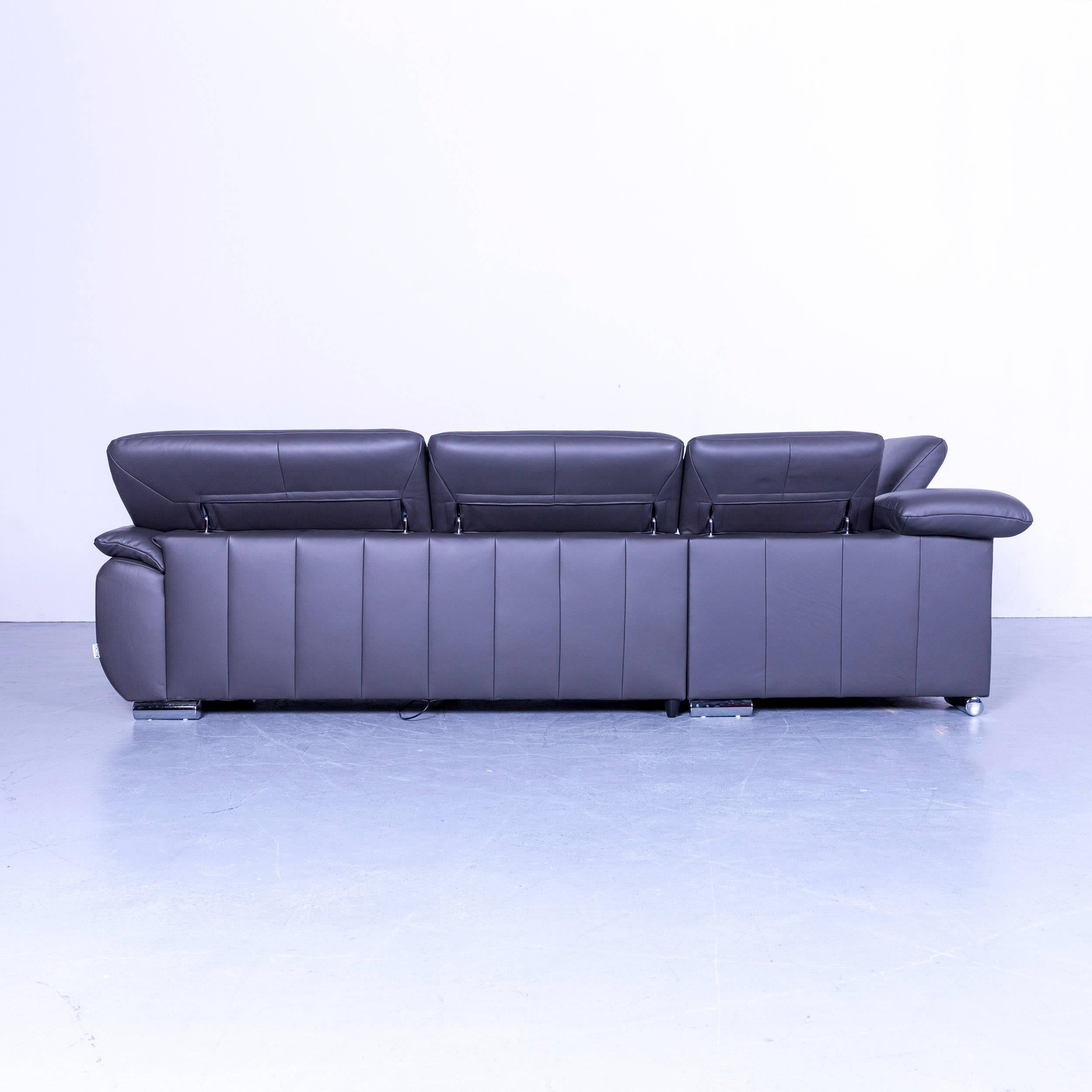 Mondo Excelenta Designer Corner Grey Leather Function Couch 5