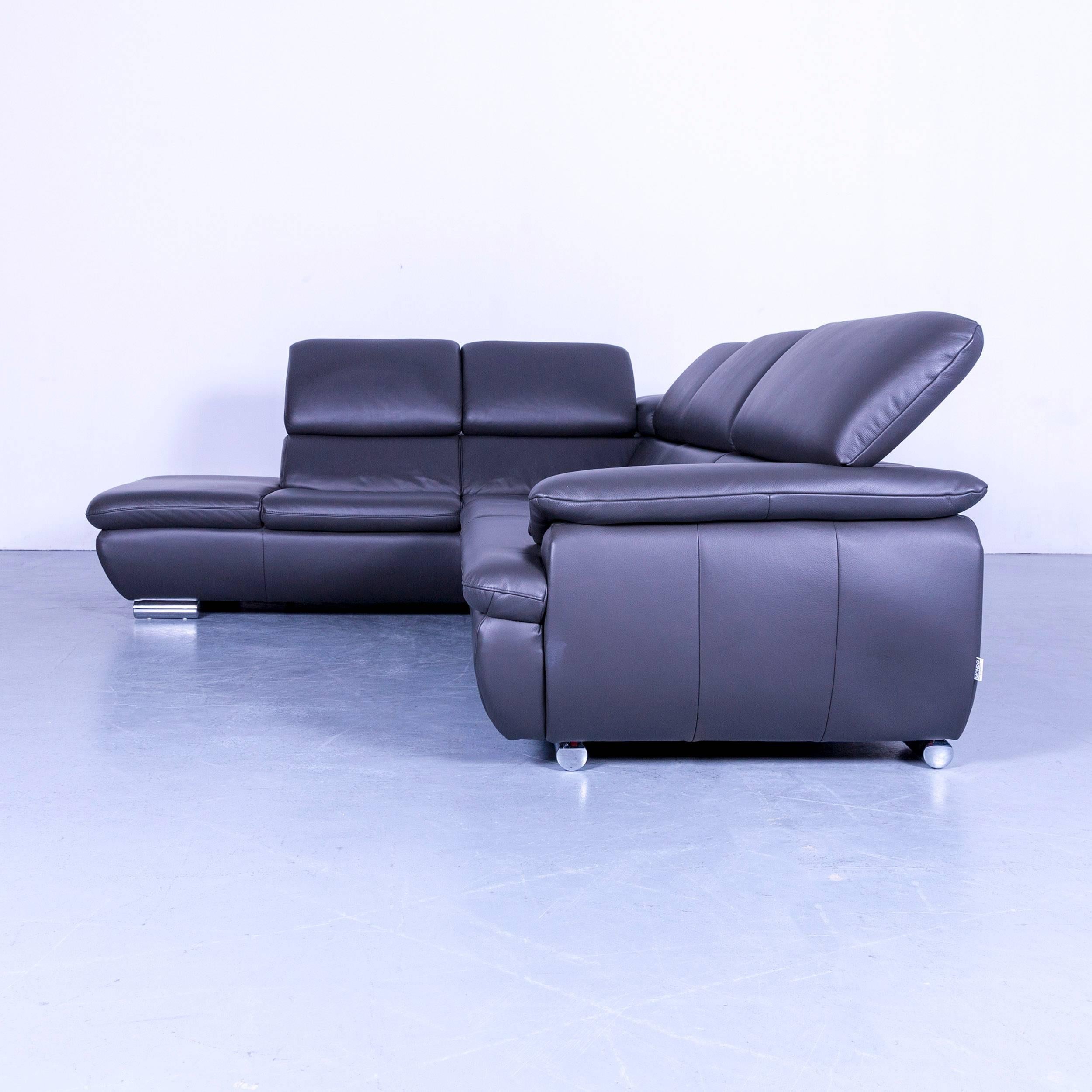 Mondo Excelenta Designer Corner Grey Leather Function Couch 2