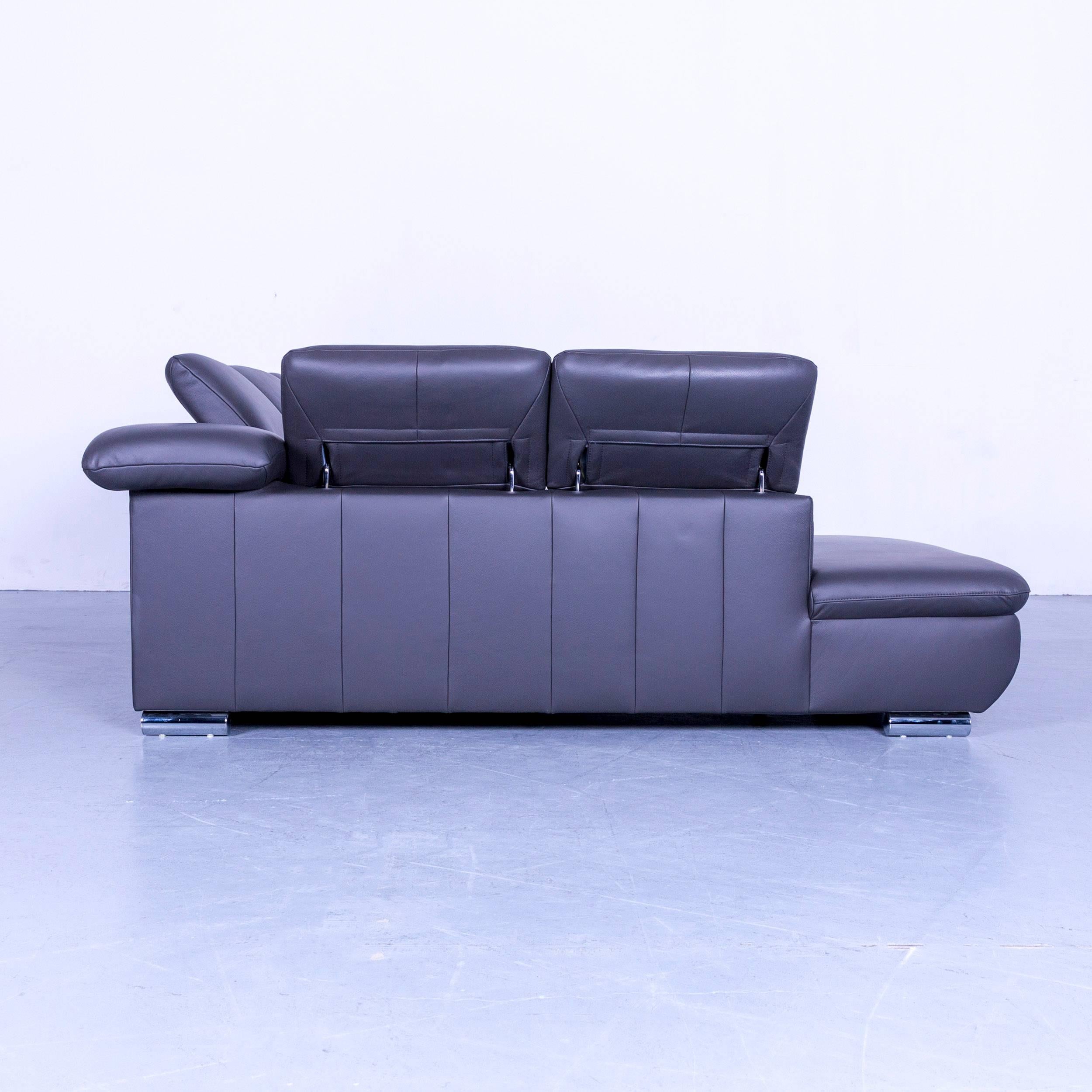 Mondo Excelenta Designer Corner Grey Leather Function Couch 4