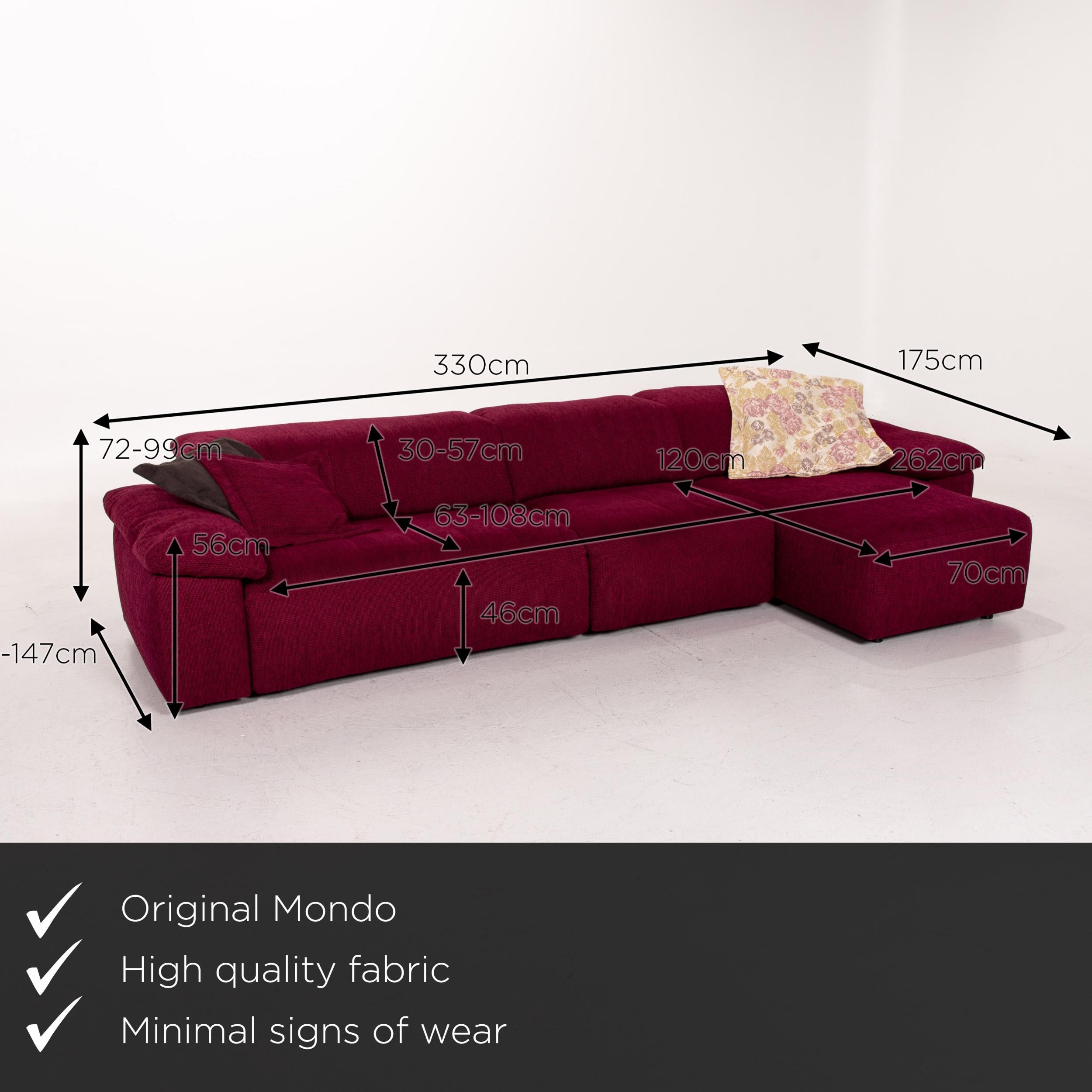 We present to you a Mondo fabric corner sofa electrical function purple berry relax function sofa.

 

 Product measurements in centimeters:
 

Depth 118
Width 330
Height 72
Seat height 46
Rest height 56
Seat depth 63
Seat width