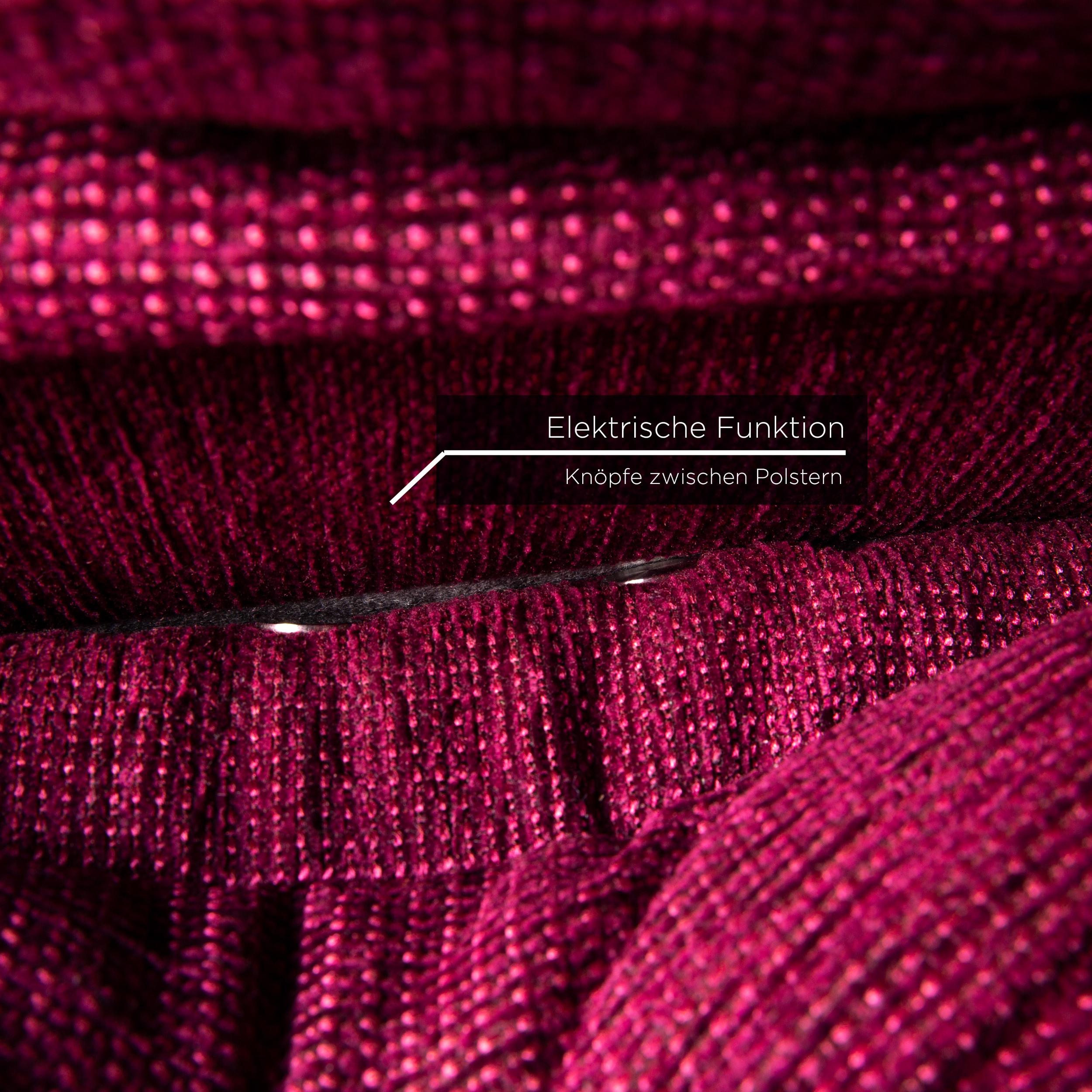 Mondo Fabric Corner Sofa Electrical Function Purple Berry Relax Function Sofa In Good Condition For Sale In Cologne, DE