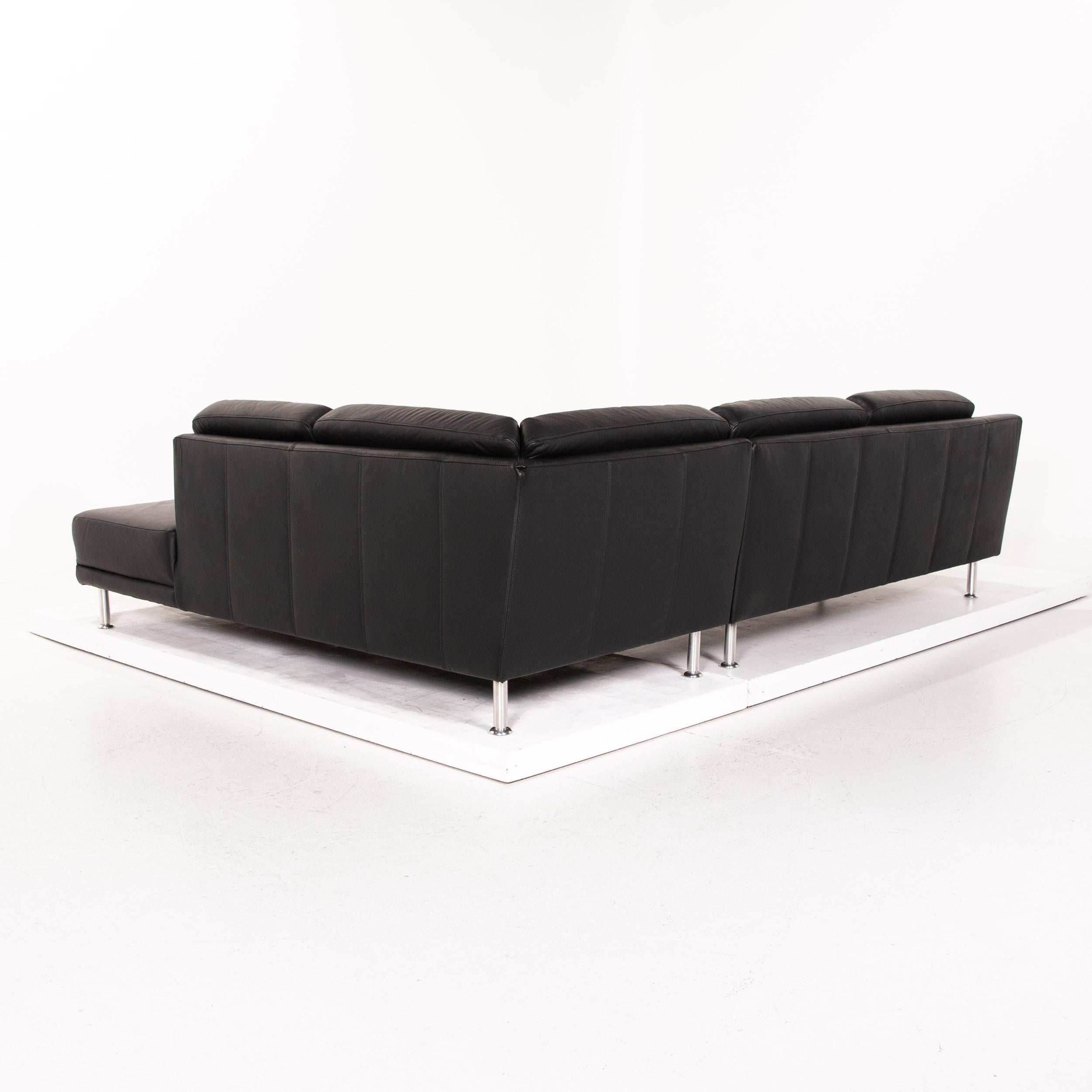 Mondo Leather Corner Sofa Black Sofa Couch For Sale 4