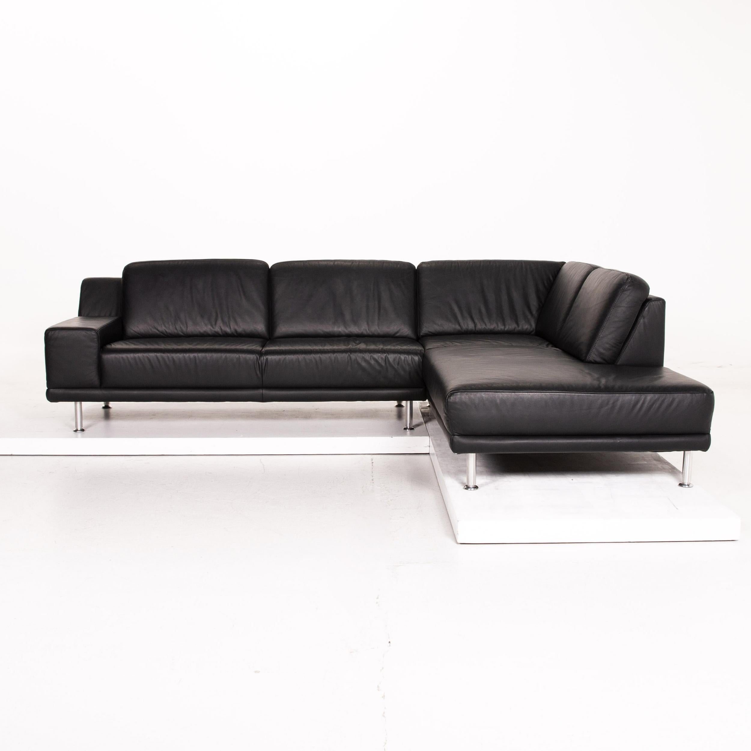 Mondo Leather Corner Sofa Black Sofa Couch For Sale 5