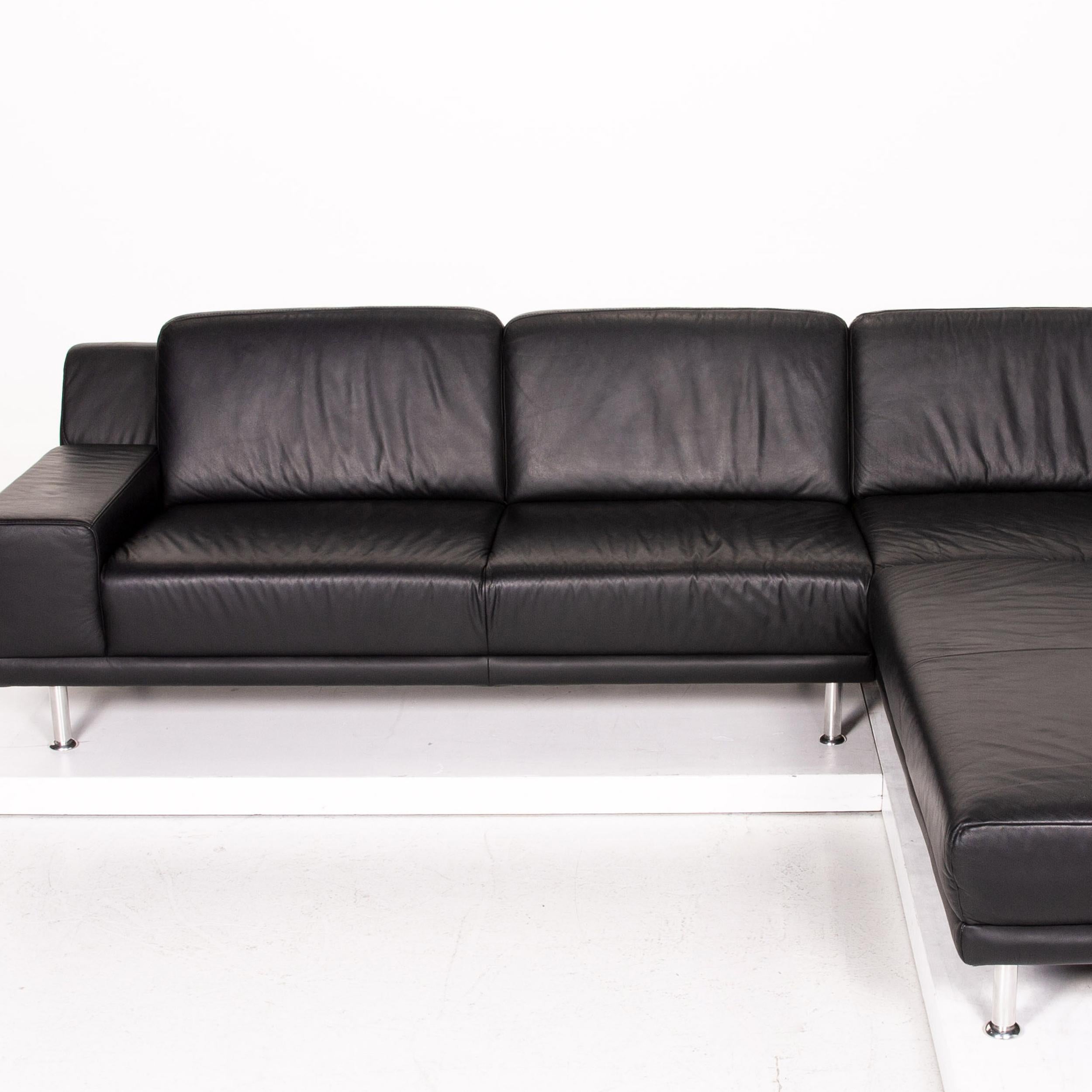 Contemporary Mondo Leather Corner Sofa Black Sofa Couch For Sale