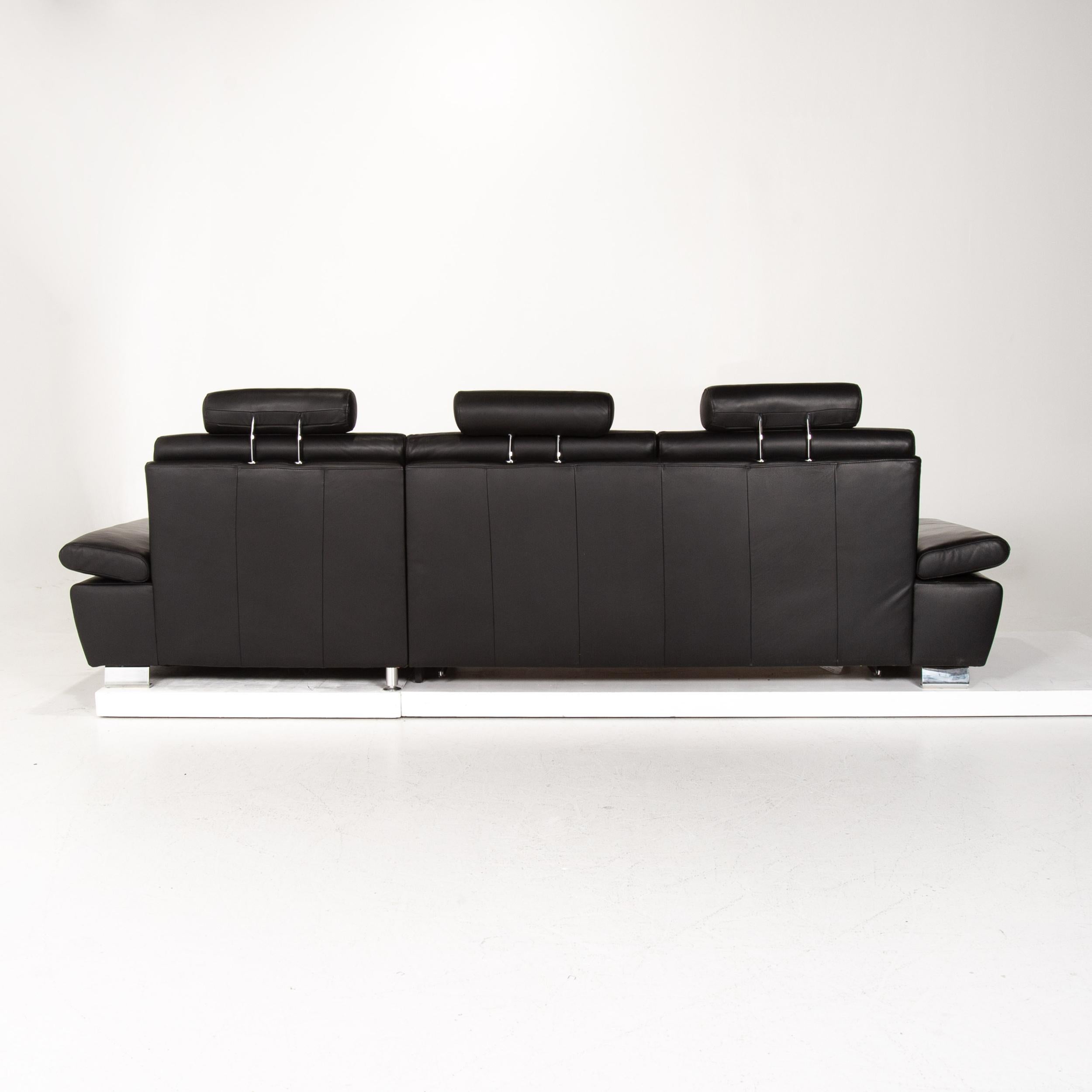 Mondo Leather Corner Sofa Black Sofa Function Sleep Function Sofa Bed Couch For Sale 4