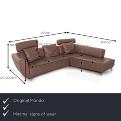 Mondo Leather Corner Sofa Gray Brown Function Sofa Couch