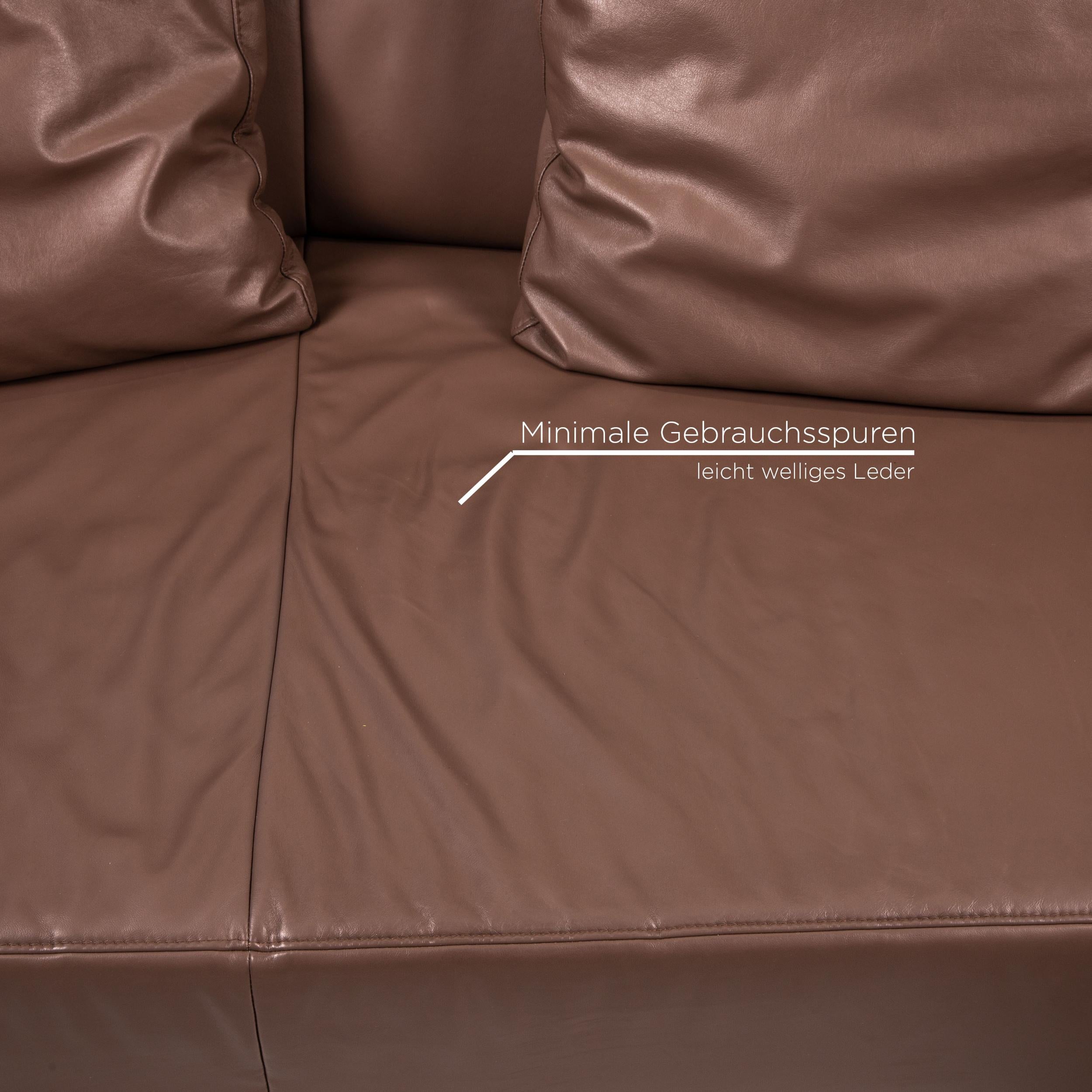 Contemporary Mondo Leather Corner Sofa Gray Brown Function Sofa Couch For Sale
