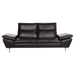 Mondo Leather Leather Sofa Black Two-Seat Function Couch