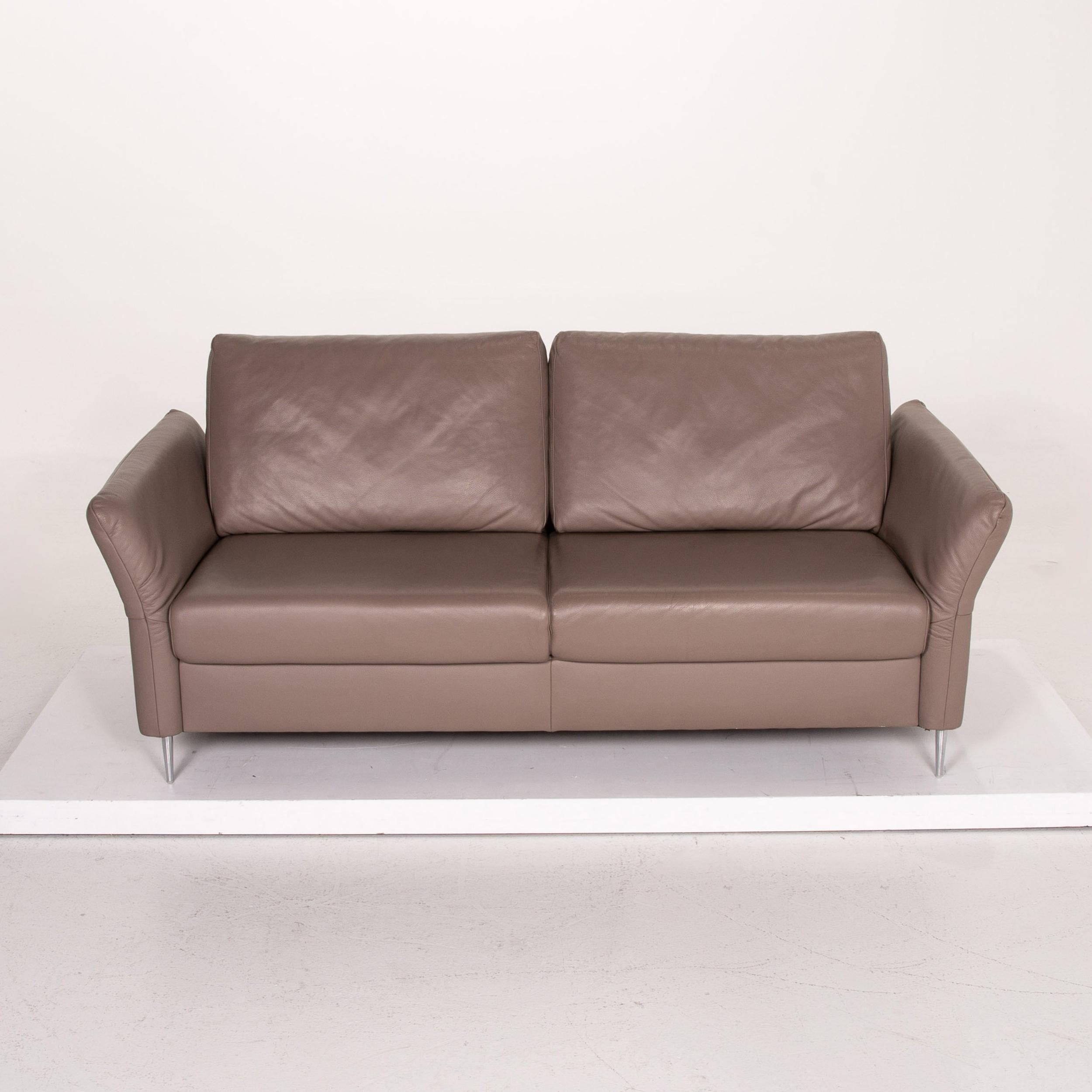 Mondo Leather Sofa Beige Three-Seat Function Couch 1