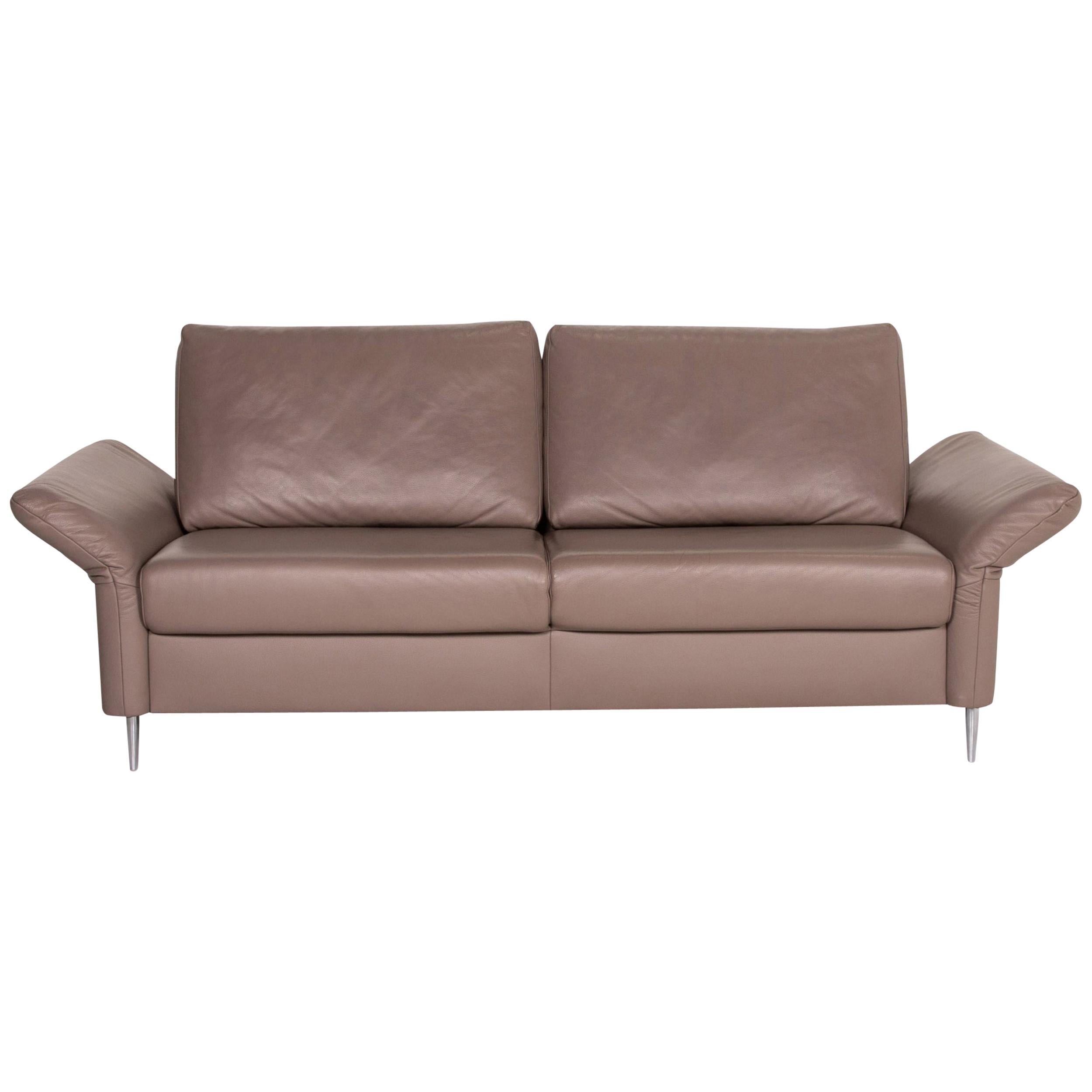 Mondo Leather Sofa Beige Three-Seat Function Couch