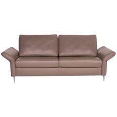 Mondo Leather Sofa Beige Three-Seat Function Couch