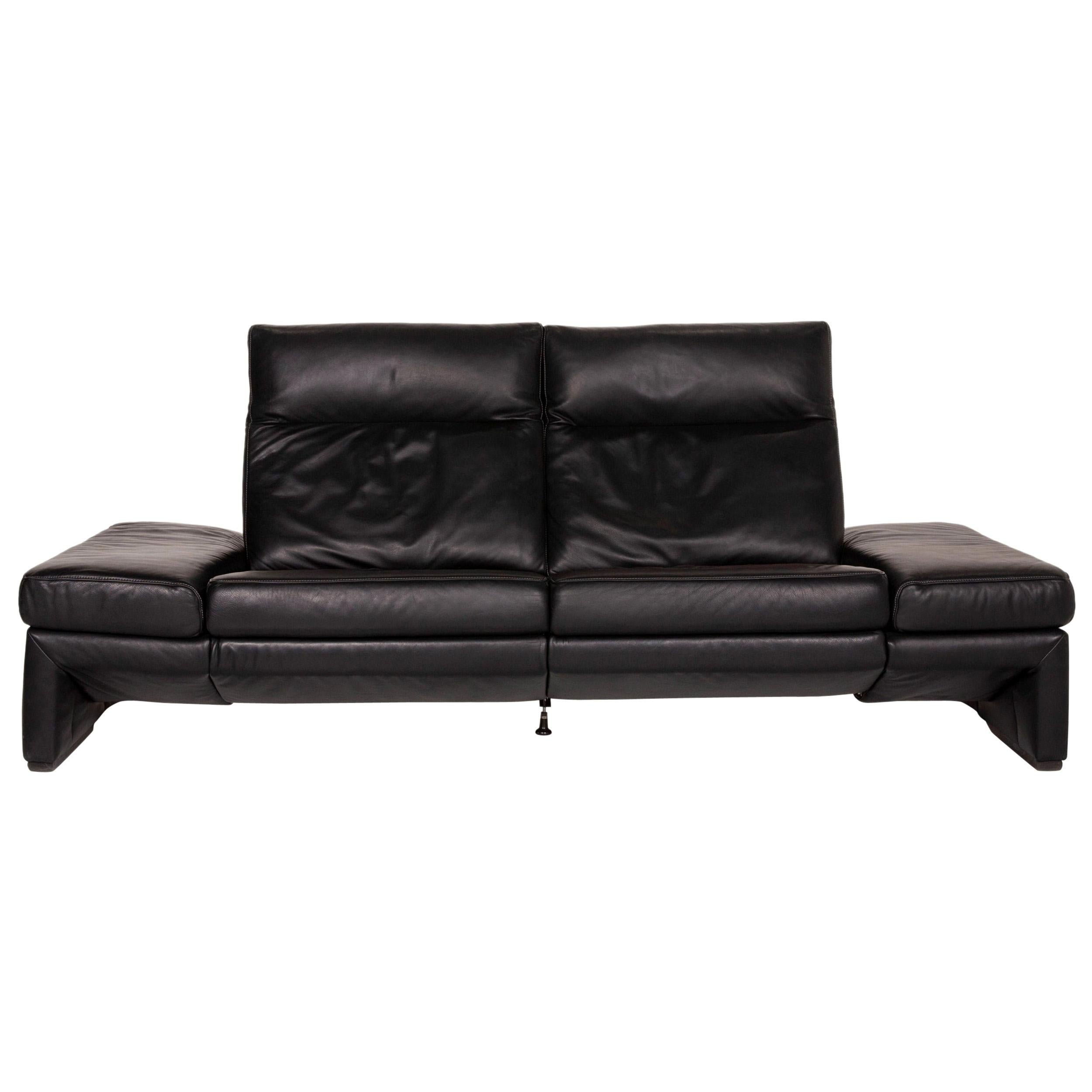Mondo Leather Sofa Black Three-Seat Electrical Function Relaxation Function