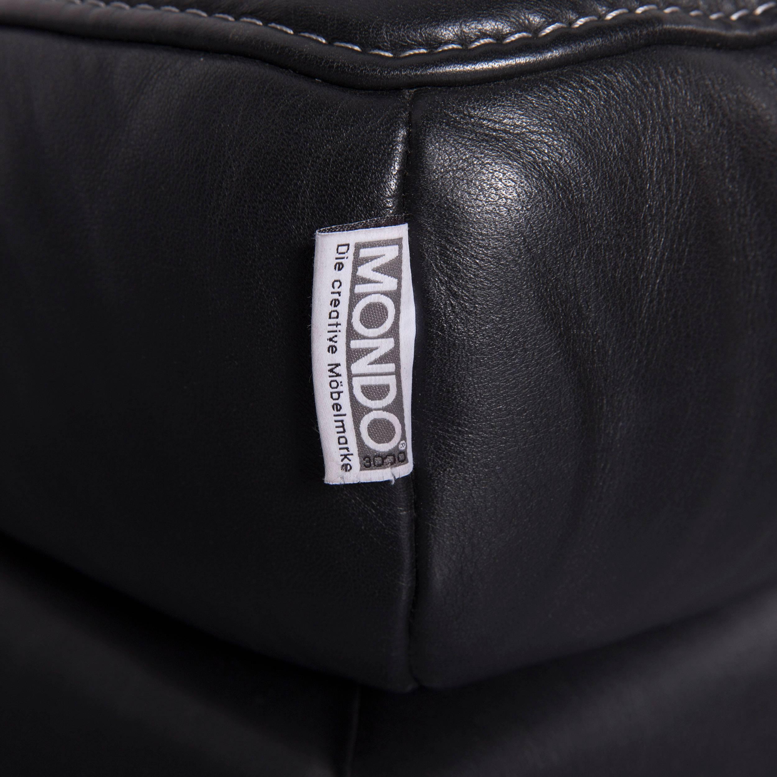Contemporary Mondo Leather Sofa Black Three-Seat Recliner