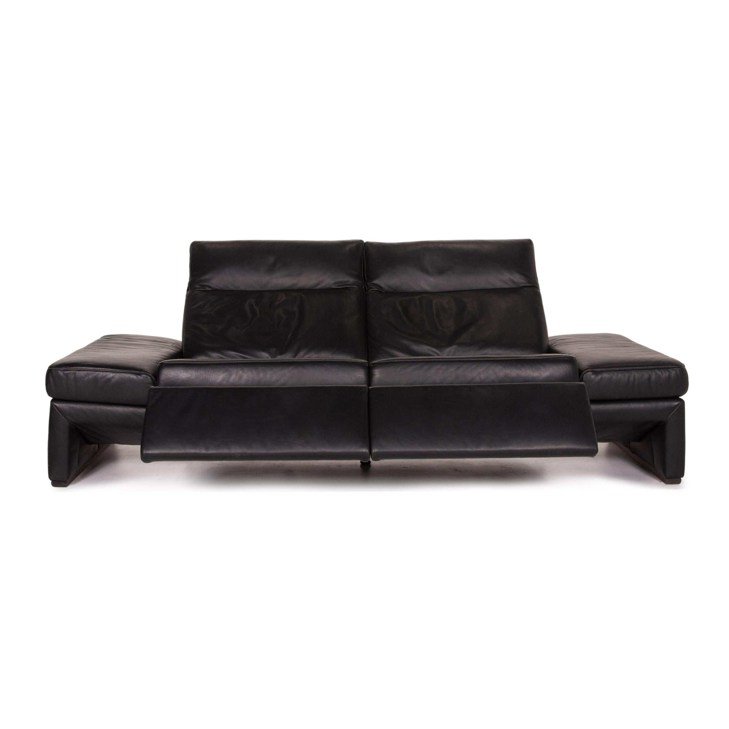 Modern Mondo Leather Sofa Black Three-Seat Electrical Function Relaxation Function