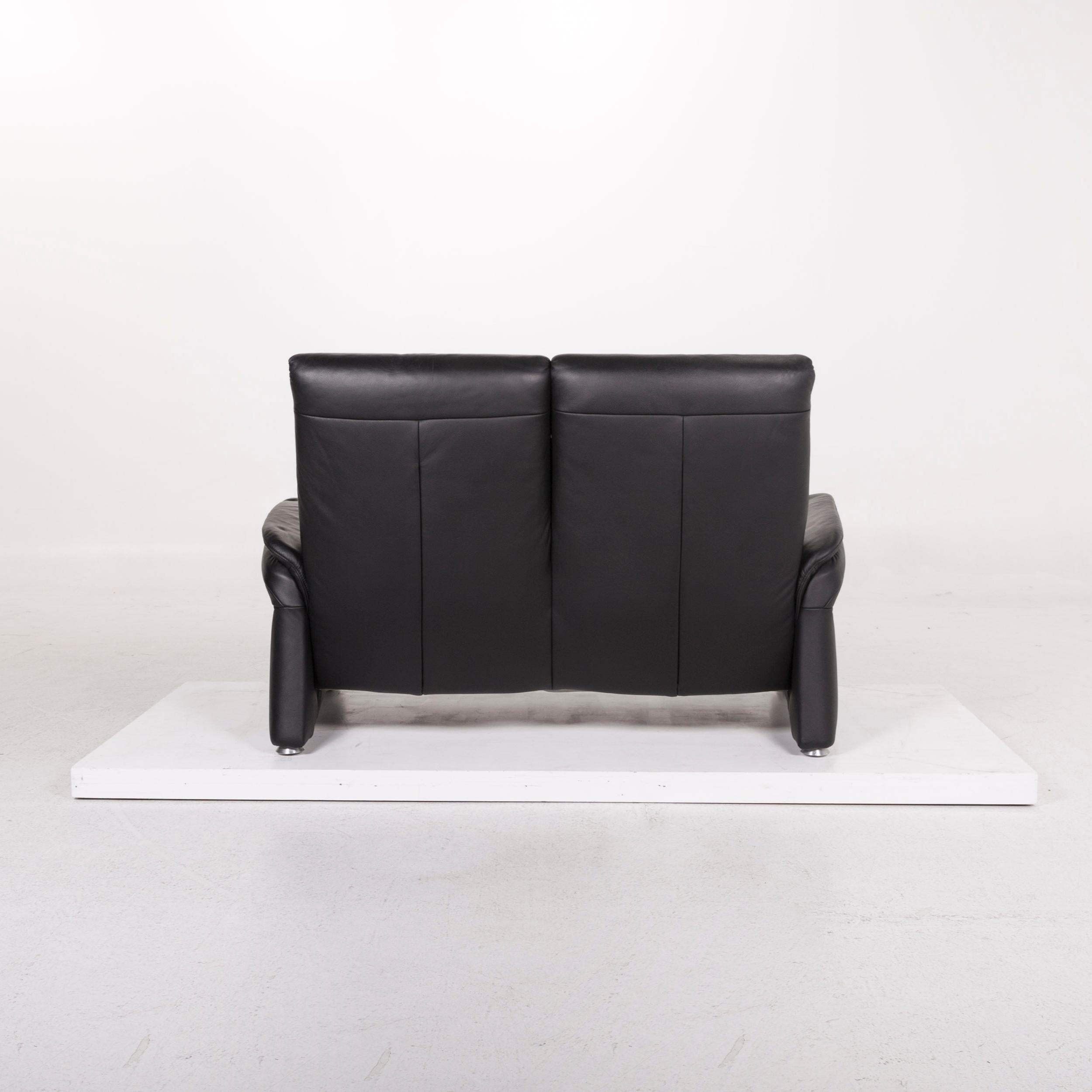 Mondo Leather Sofa Black Two-Seat Couch In Good Condition For Sale In Cologne, DE