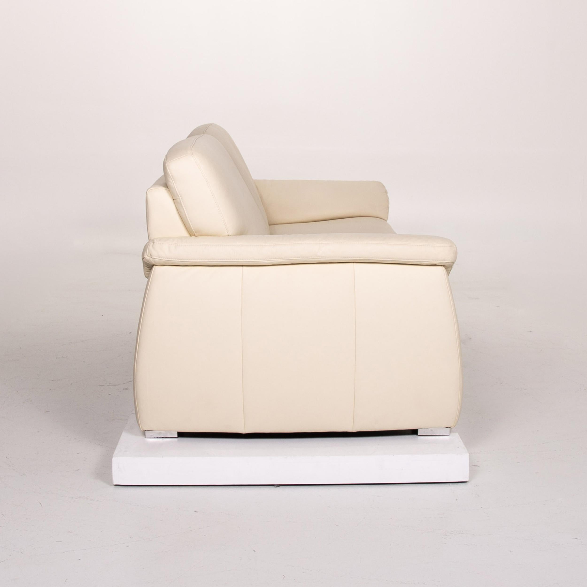 Mondo Leather Sofa Cream Three-Seat Couch 1