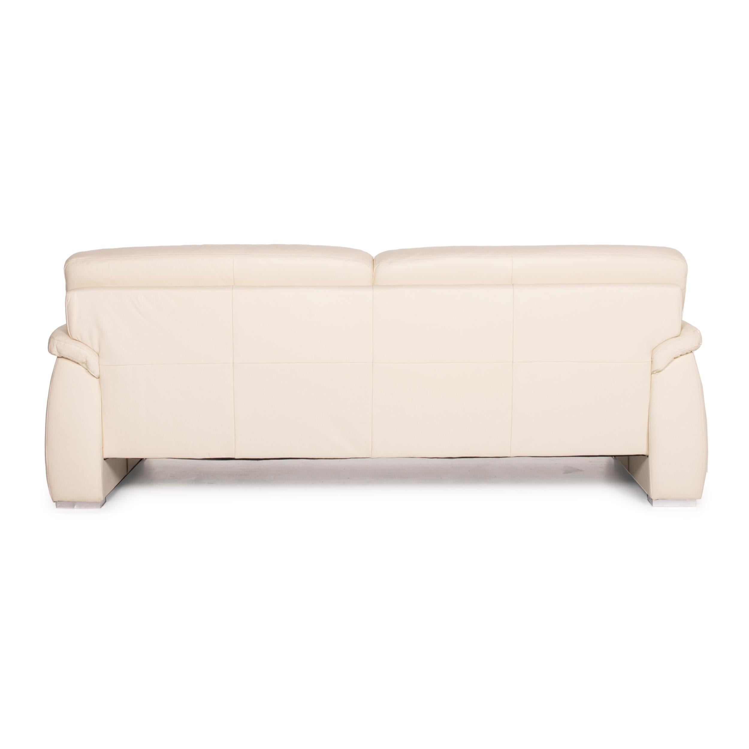 Mondo Leather Sofa Cream Three-Seater For Sale 1