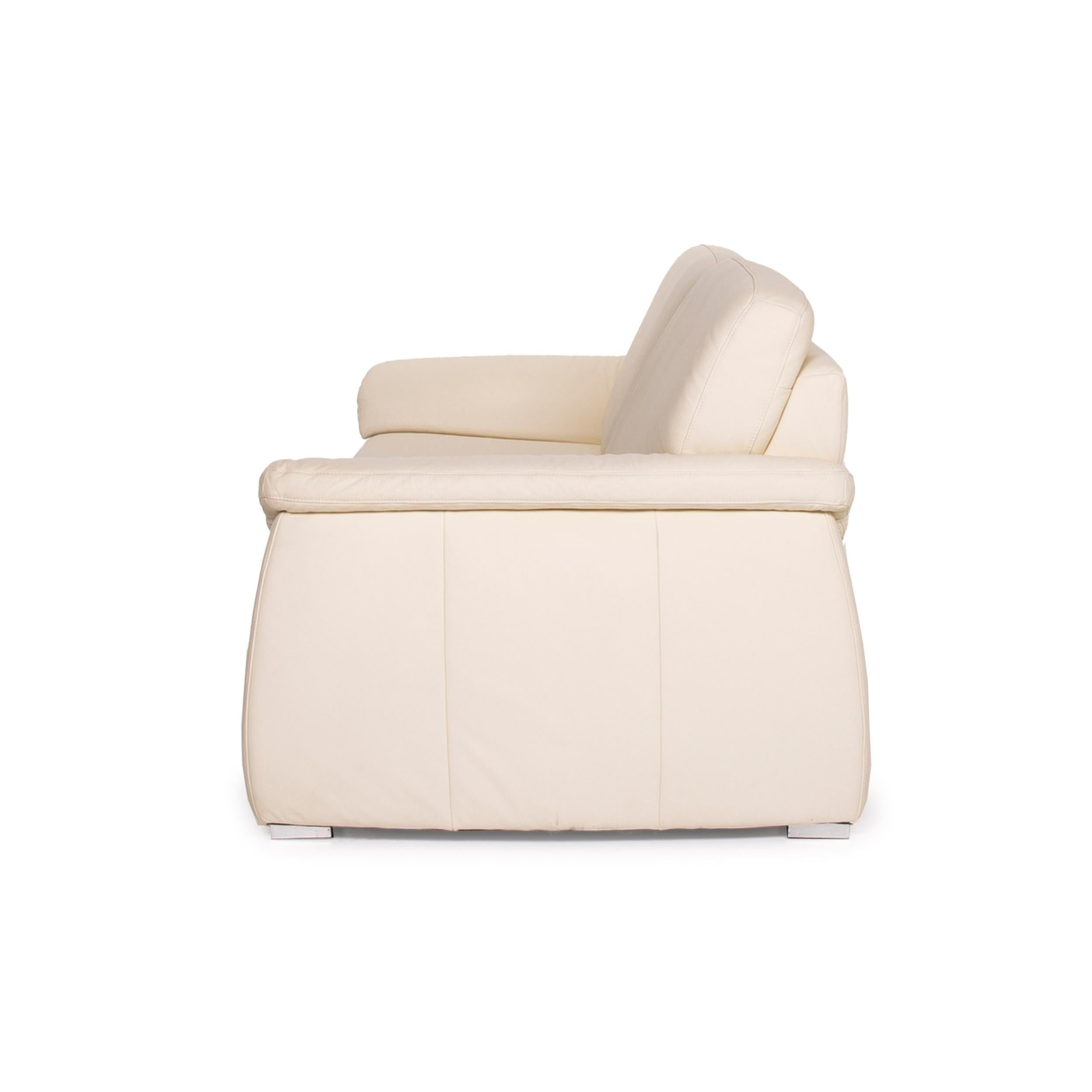 Mondo Leather Sofa Cream Three-Seater For Sale 2