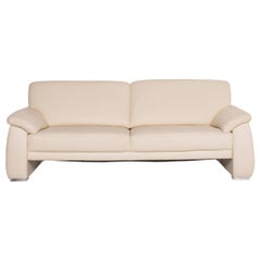 Mondo Leather Sofa Cream Three-Seater