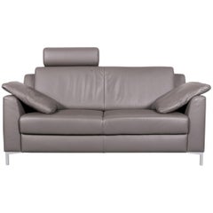 Mondo Leather Sofa Grey Two-Seat Couch