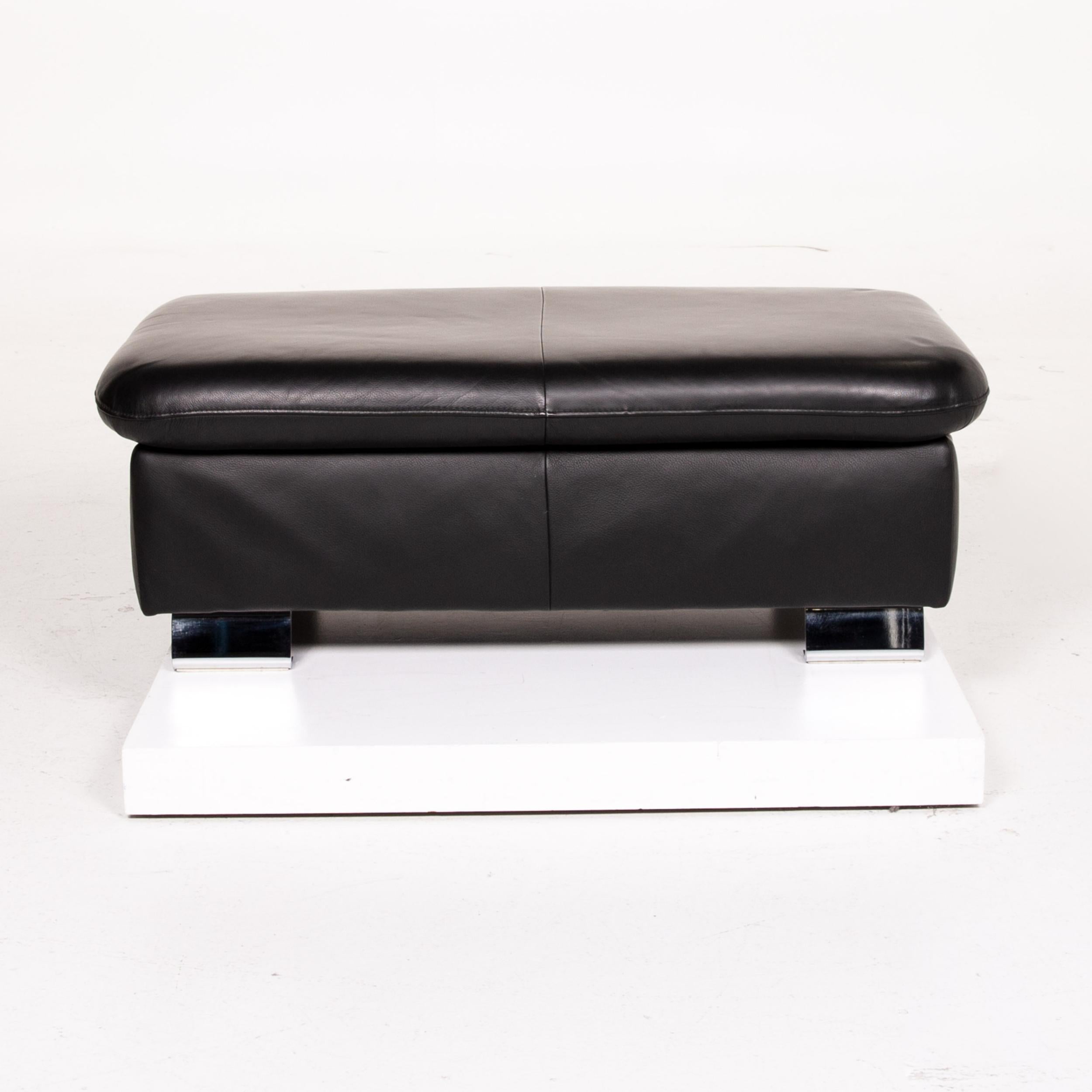 Mondo Leather Sofa Set Black 1 Corner Sofa 1 Stool Sleep Function For Sale 4