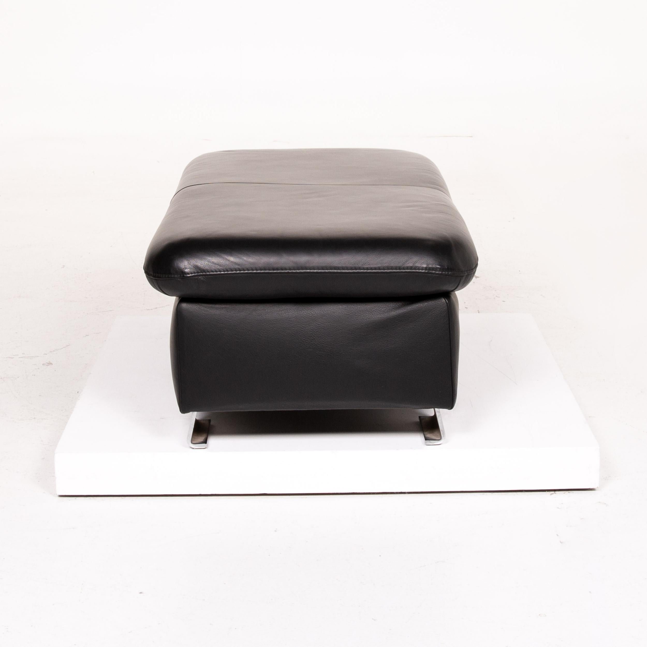 Mondo Leather Sofa Set Black 1 Corner Sofa 1 Stool Sleep Function For Sale 6