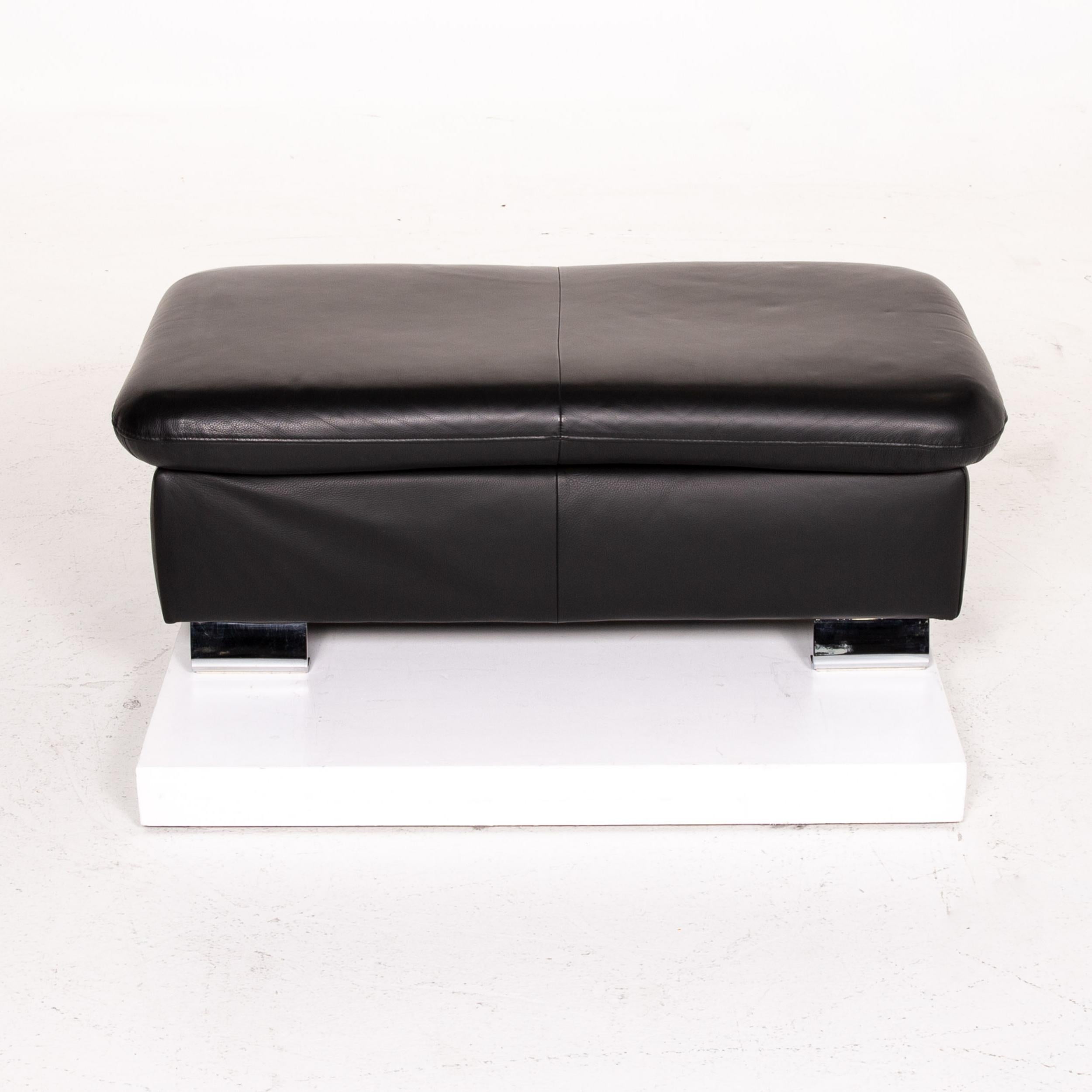 Mondo Leather Sofa Set Black 1 Corner Sofa 1 Stool Sleep Function For Sale 1