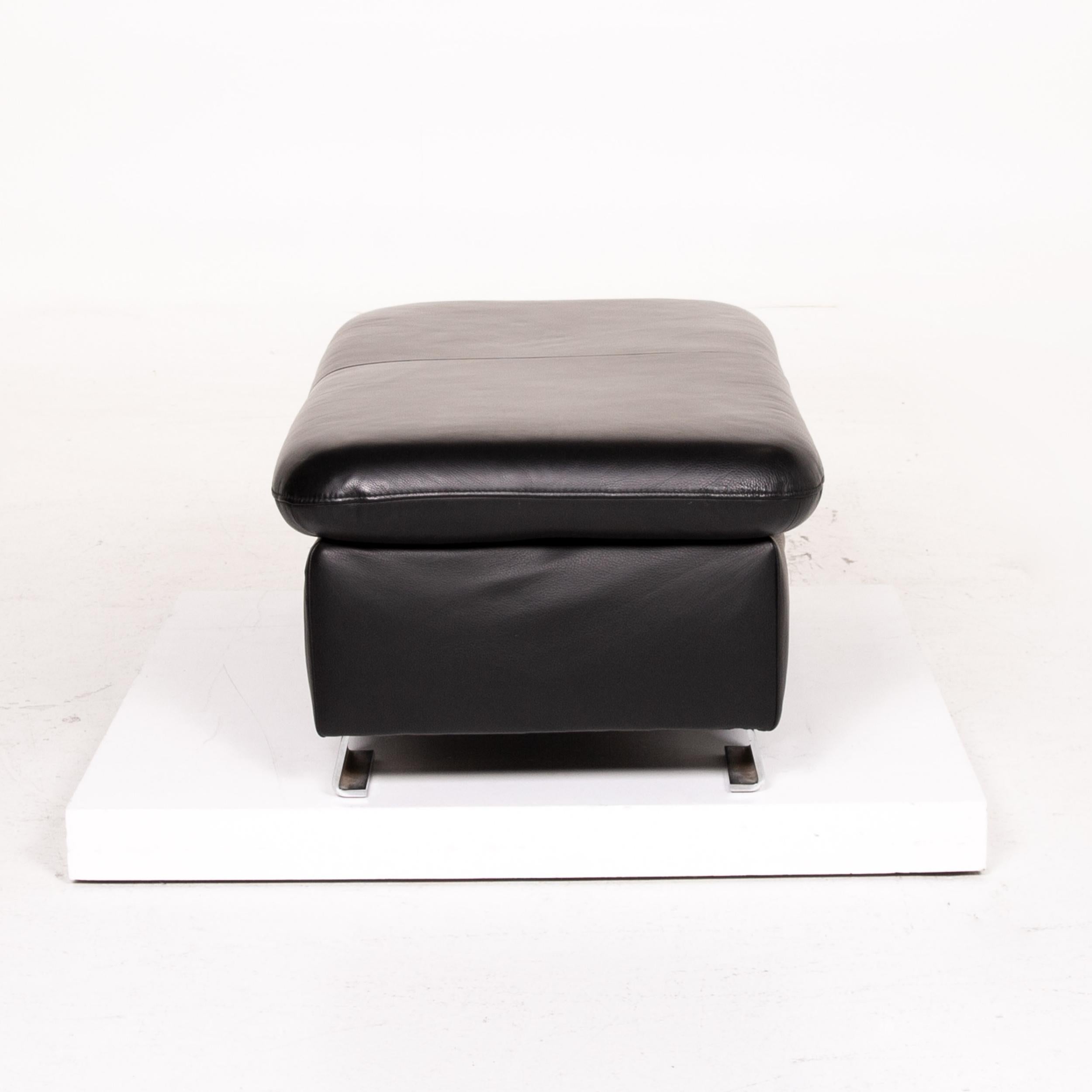 Mondo Leather Sofa Set Black 1 Corner Sofa 1 Stool Sleep Function For Sale 2