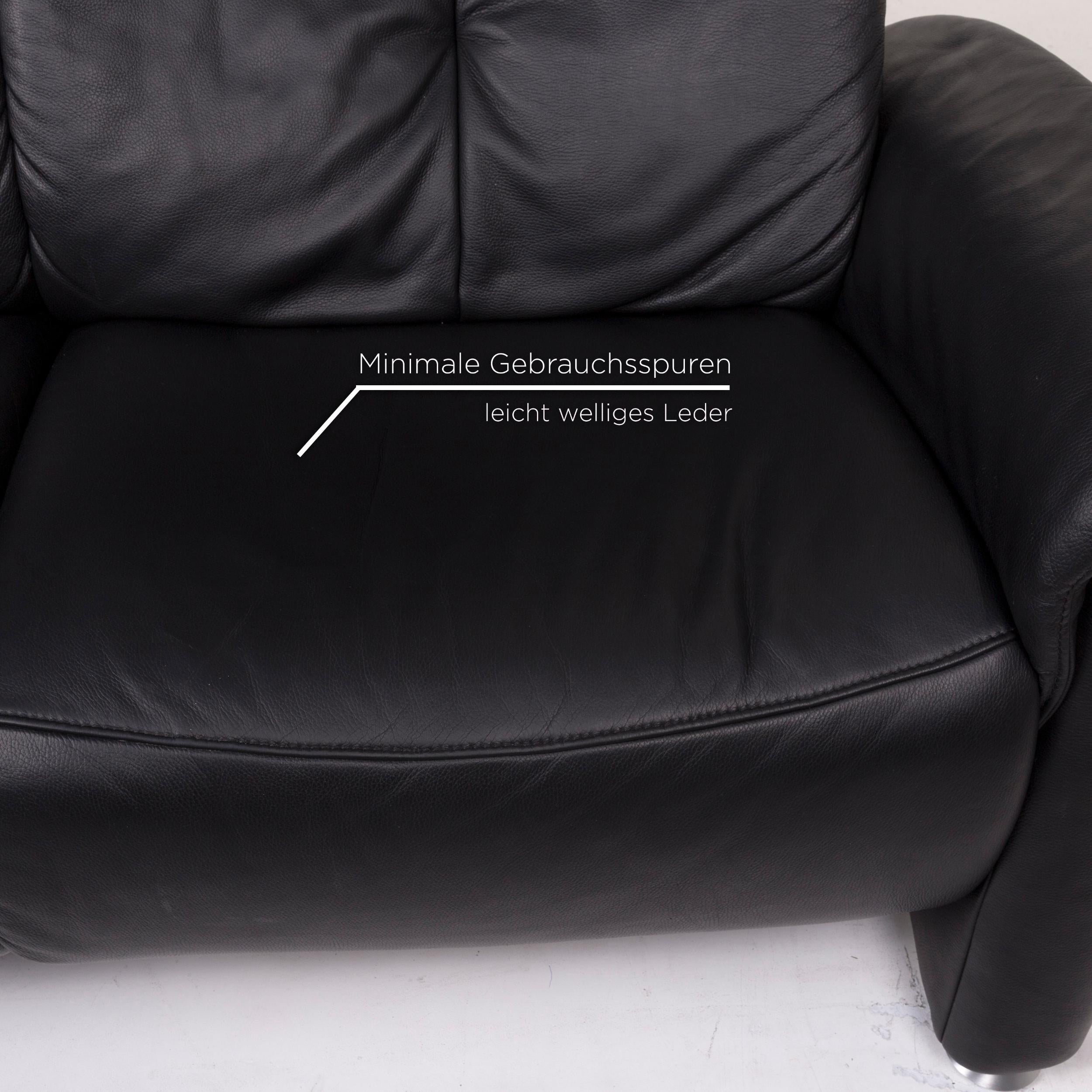 European Mondo Leather Sofa Set Black 1 Sofa 1 Armchair Relax Function Function For Sale