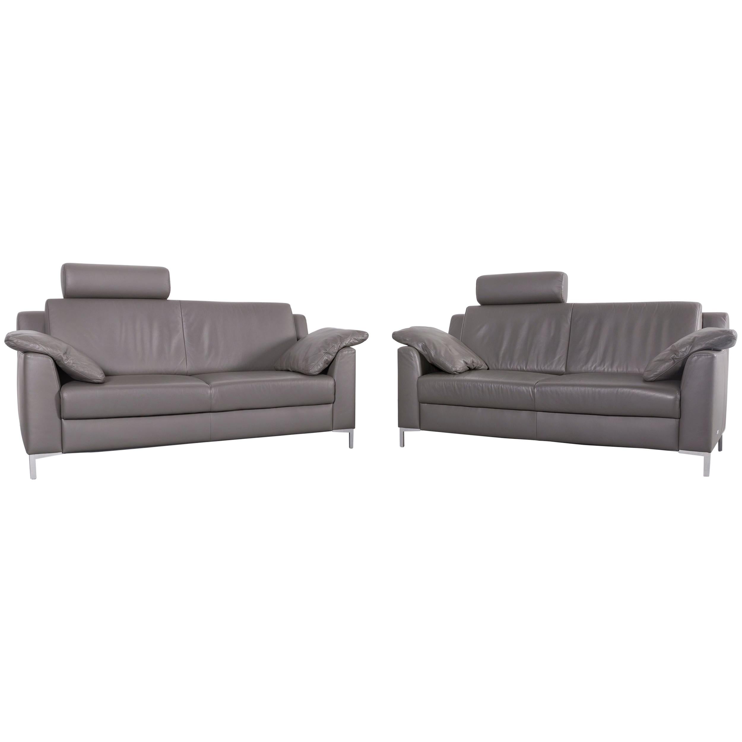 Mondo Leather Sofa Set Grey Leather Two-Seat Couch