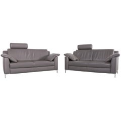 Mondo Leather Sofa Set Grey Leather Two-Seat Couch