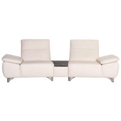 Mondo Leather Sofa White Two-Seat Relax Function Function Couch