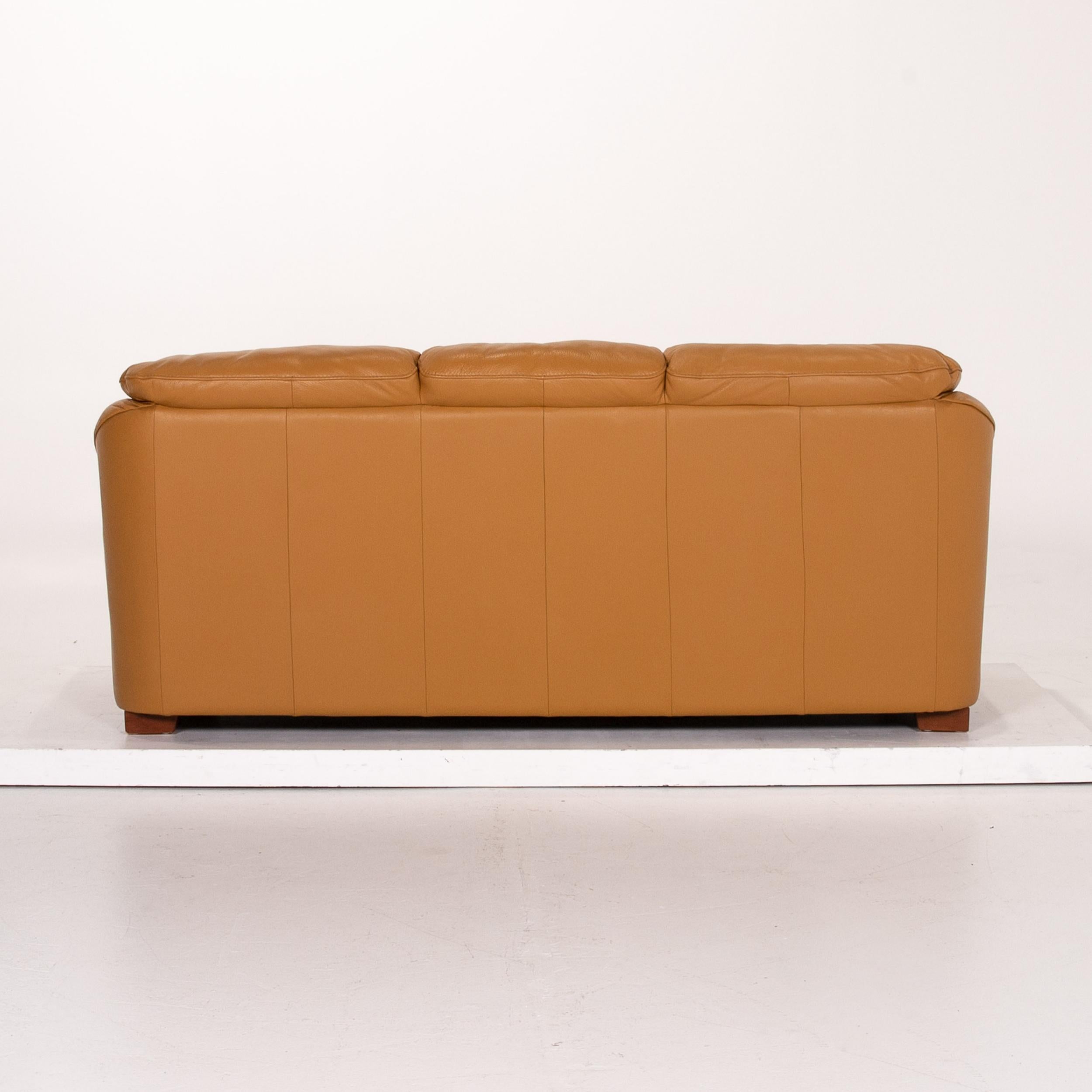 Mondo Leather Sofa Yellow Mustard Yellow Two-Seat Couch For Sale 2