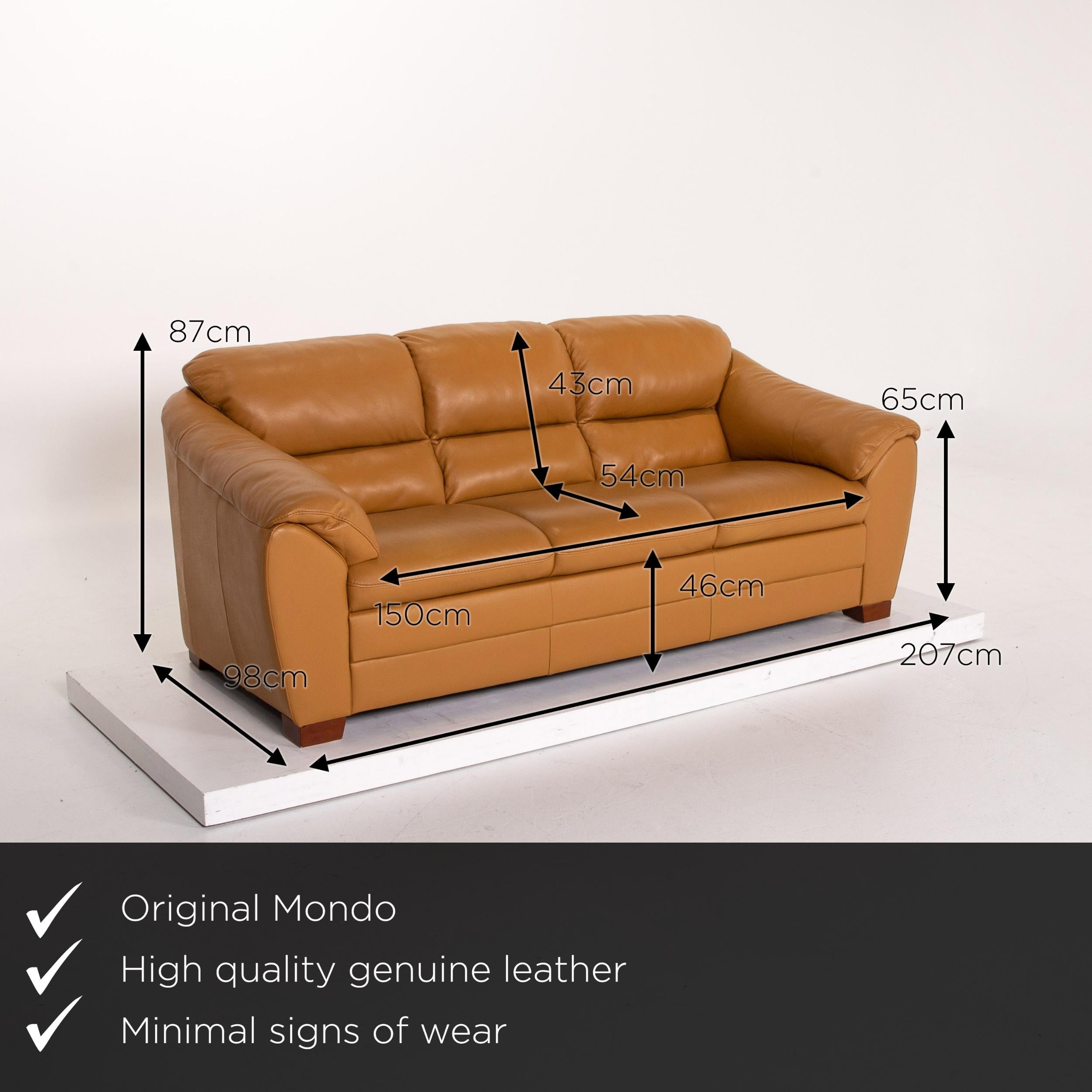 We present to you a Mondo leather sofa yellow mustard yellow two-seat couch.

 

 Product measurements in centimeters:
 

Depth 98
Width 207
Height 87
Seat height 46
Rest height 65
Seat depth 54
Seat width 150
Back height 43.
   